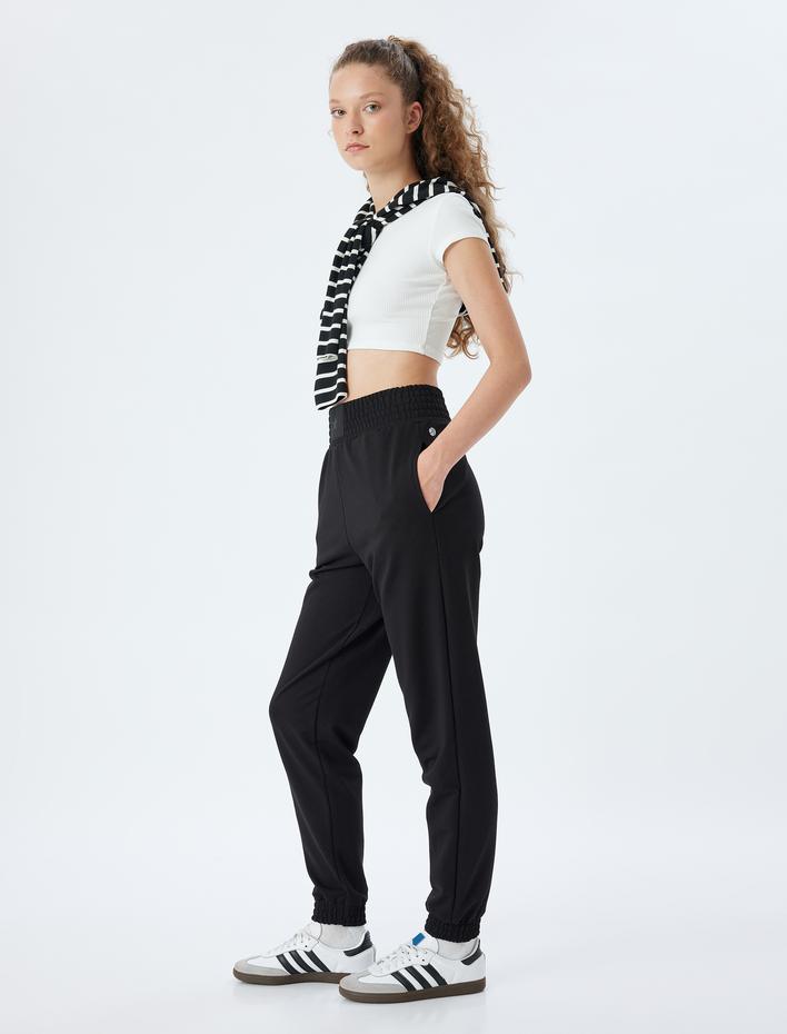  Yüksek Bel Cepli Rahat Kesim Jogger Eşofman Altı