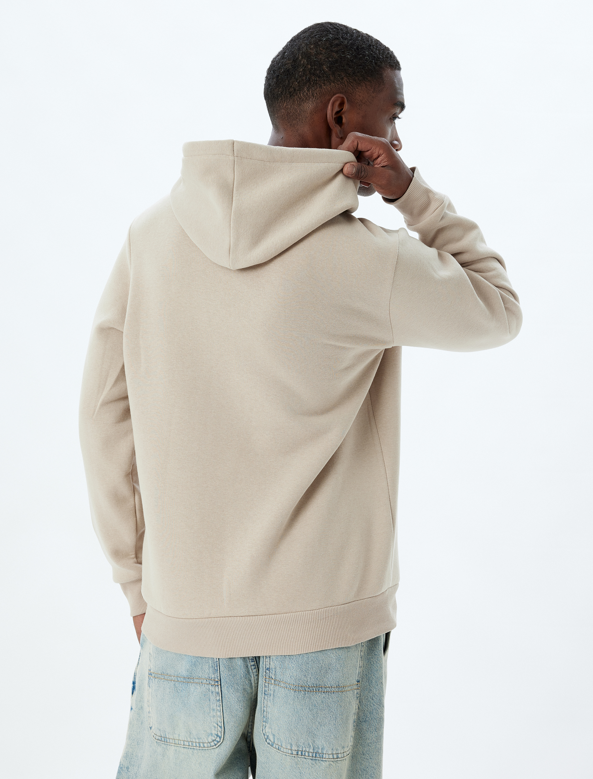   Şardonlu Pamuk Karışımlı Basic Kapşonlu Sweatshirt