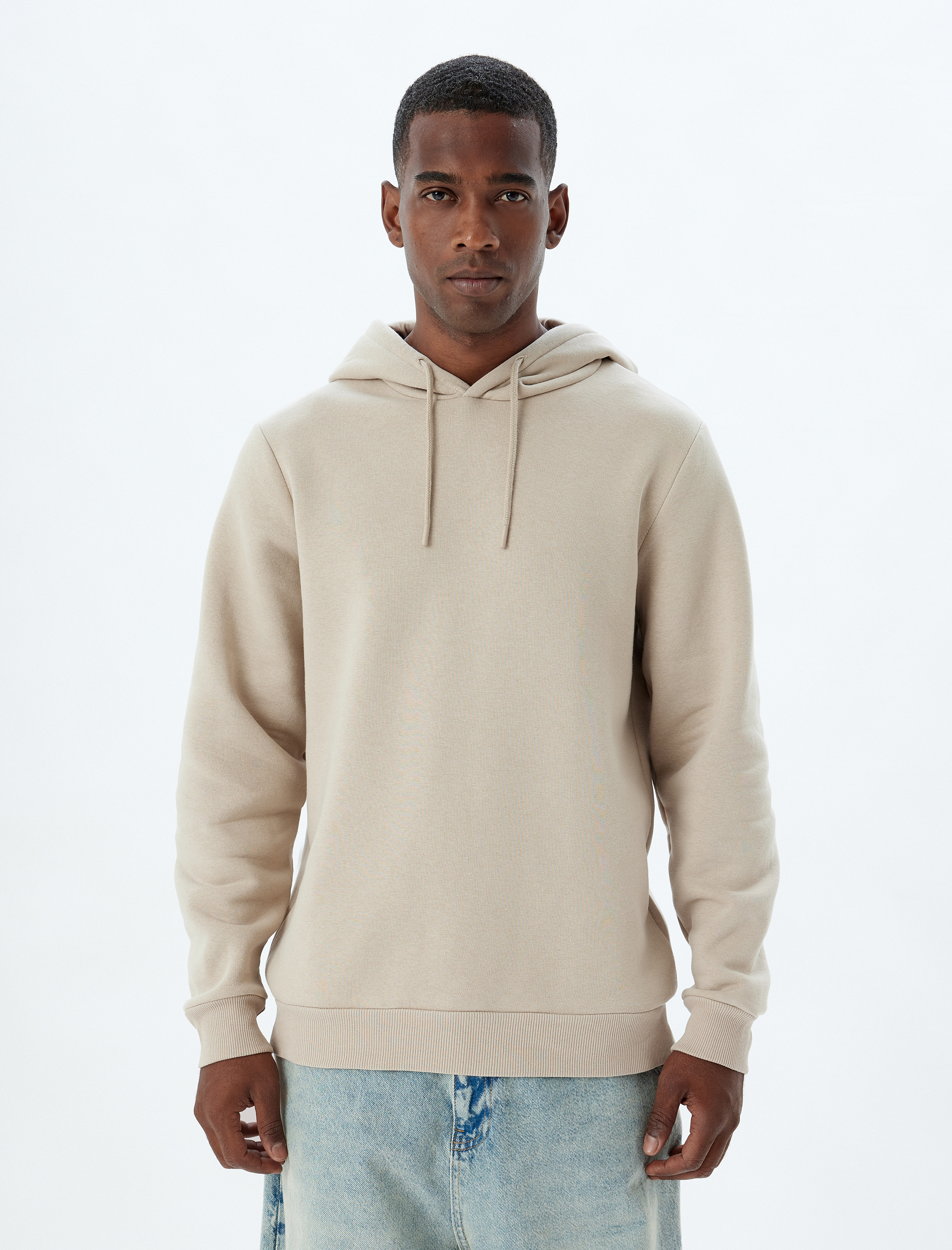   Şardonlu Pamuk Karışımlı Basic Kapşonlu Sweatshirt