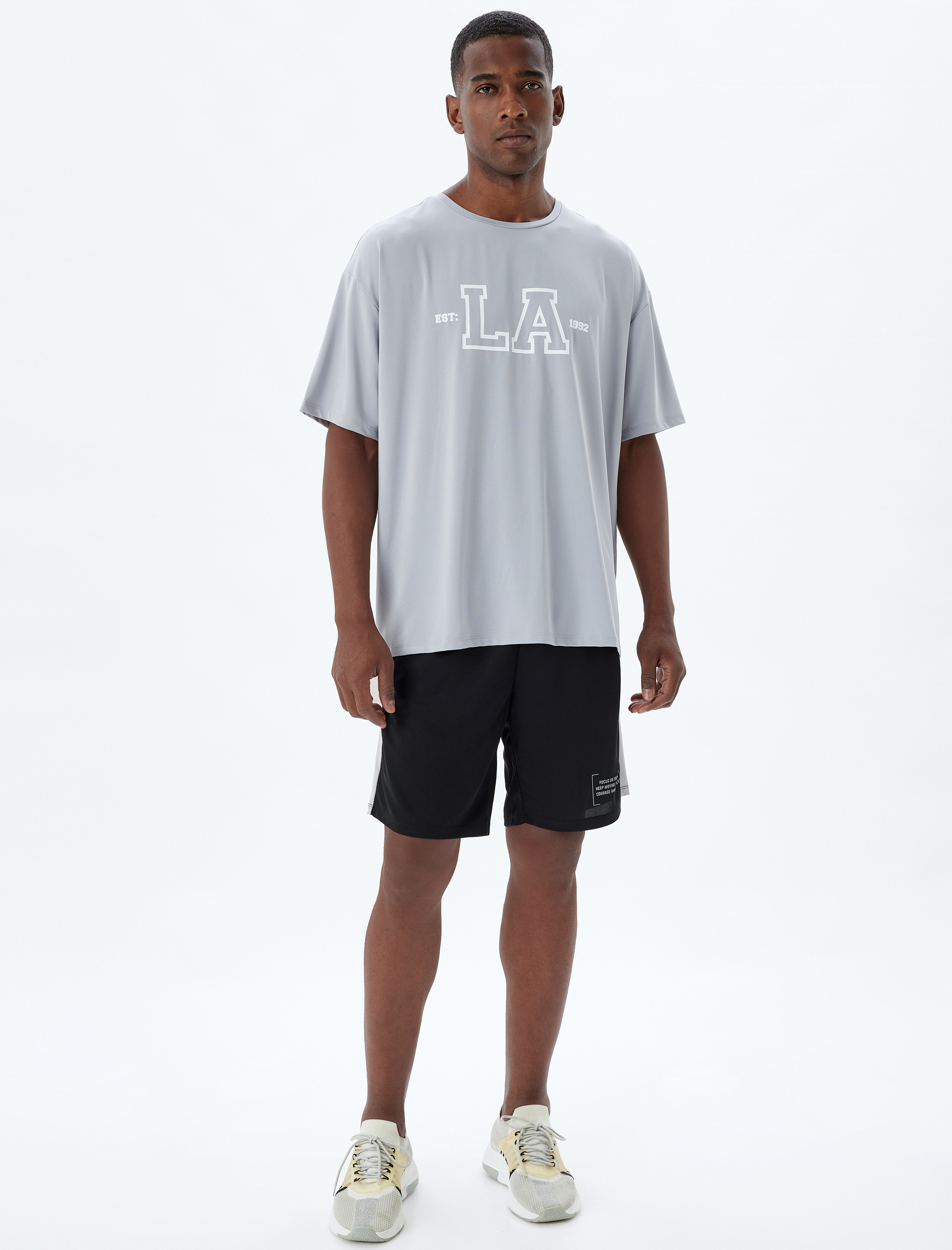   Oversize Baskılı Bisiklet Yaka Kısa Kollu Spor Tişört