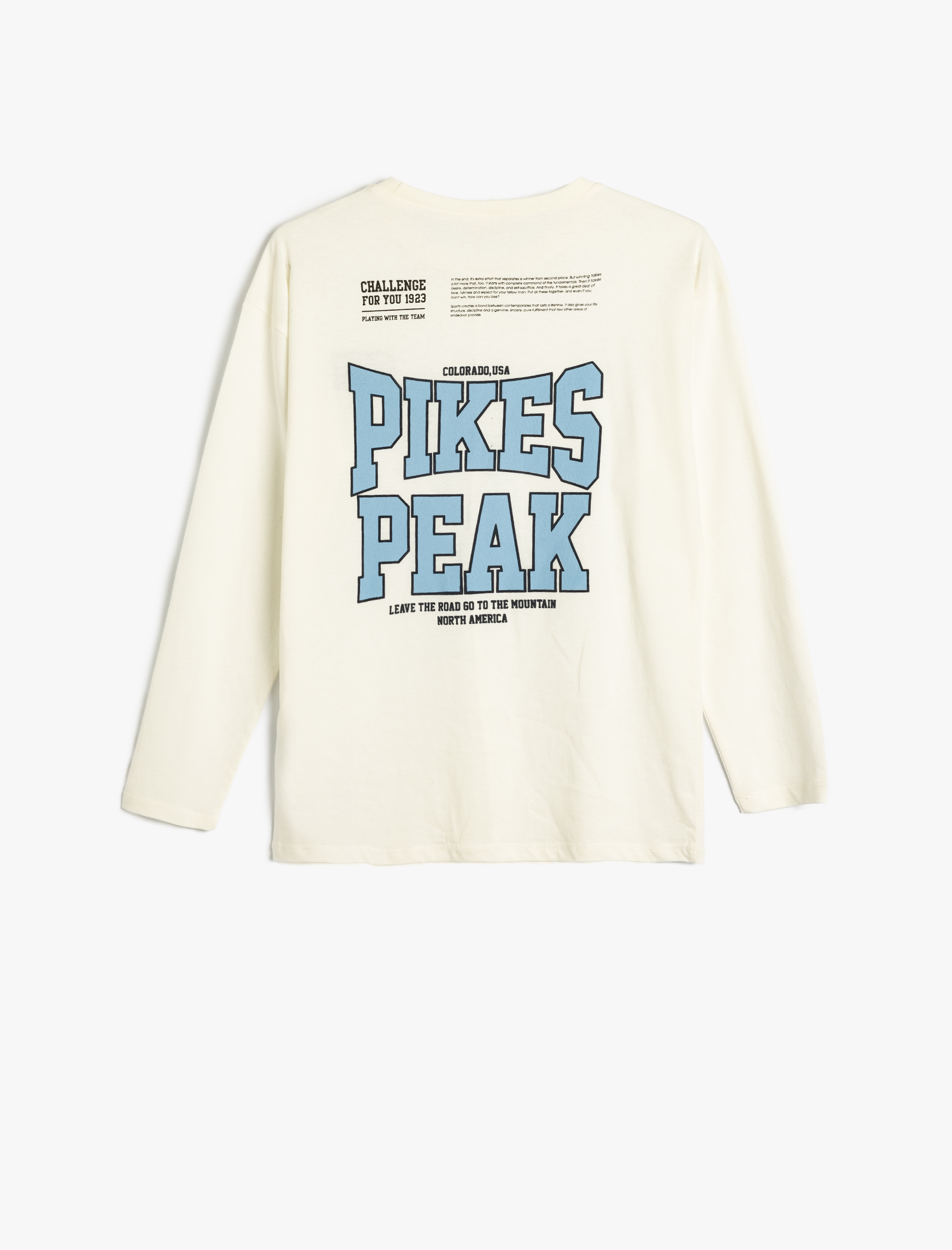  Erkek Çocuk Tişört Uzun Kollu Bisiklet Yaka Önü ve Arkası Slogan Baskılı Pamuklu