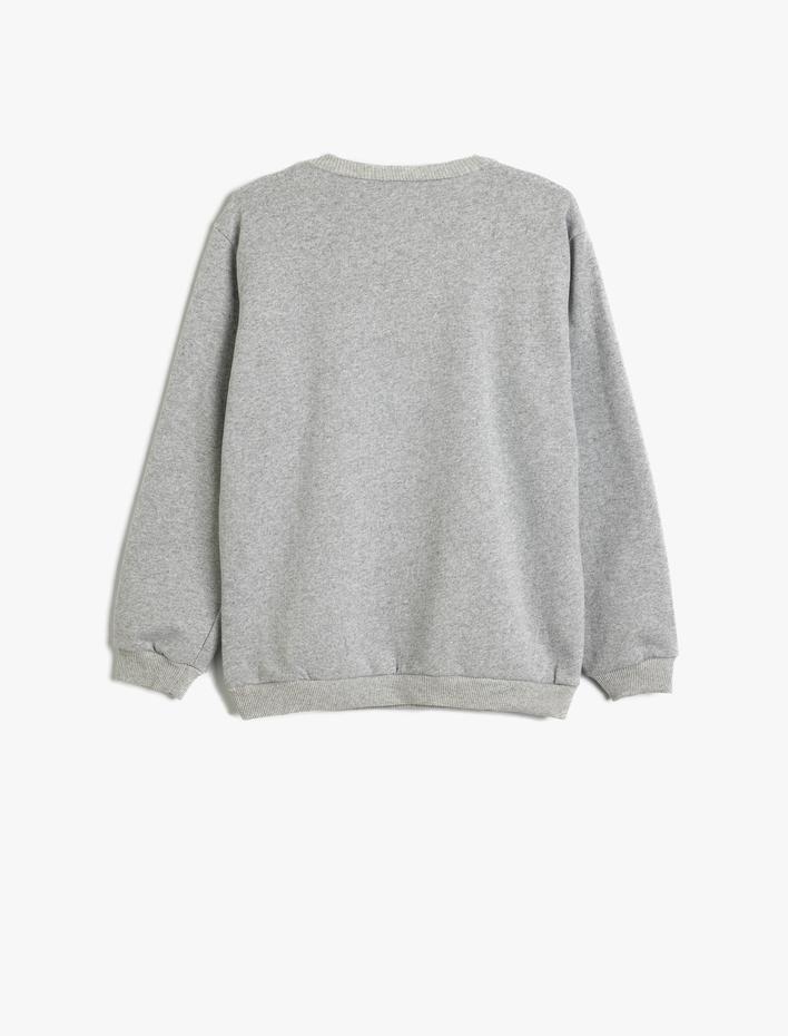 Erkek Çocuk Sweatshirt Kolej Baskılı Uzun Kollu Bisiklet Yaka