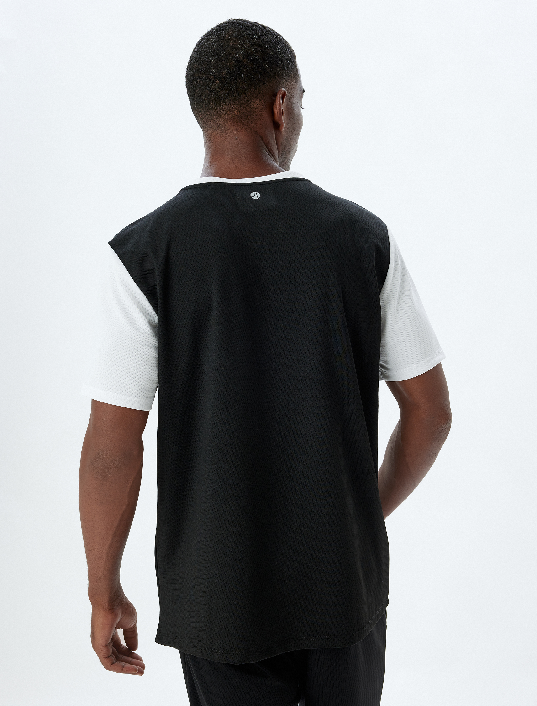   Slogan Baskılı Renk Bloklu Bisiklet Yaka Kısa Kollu Spor Tişört