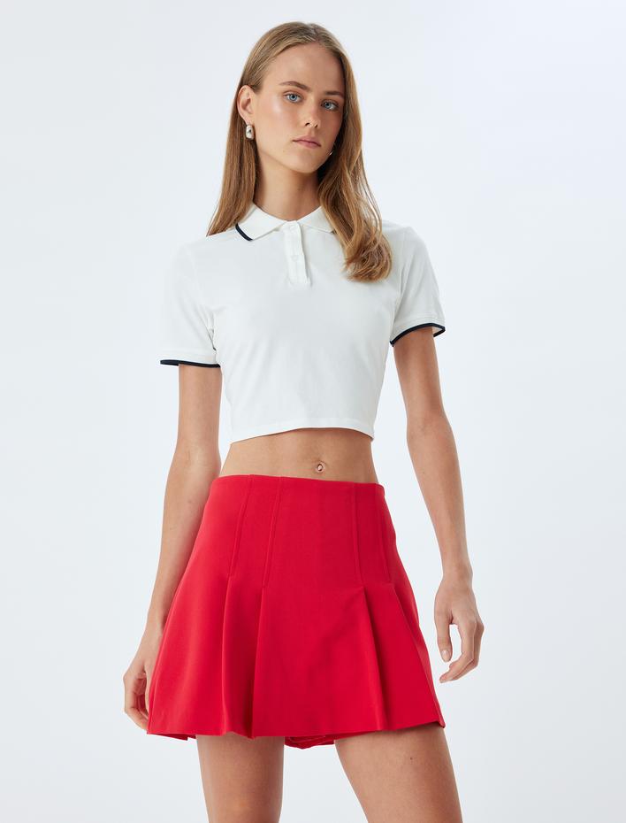  Pileli Mini Şort Etek