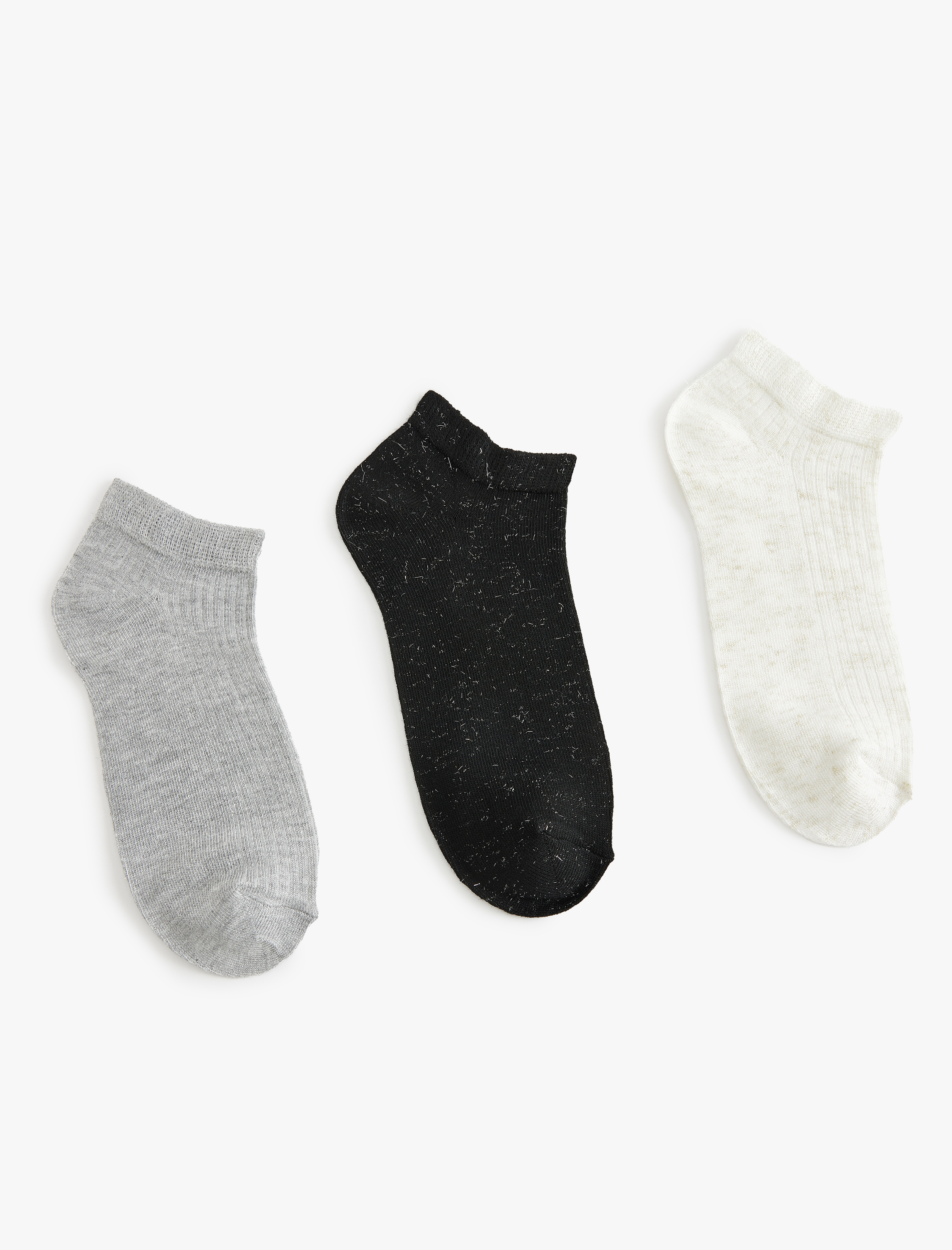  Kadın 3'lü Patik Çorap Seti Kırçıllı Çok Renkli