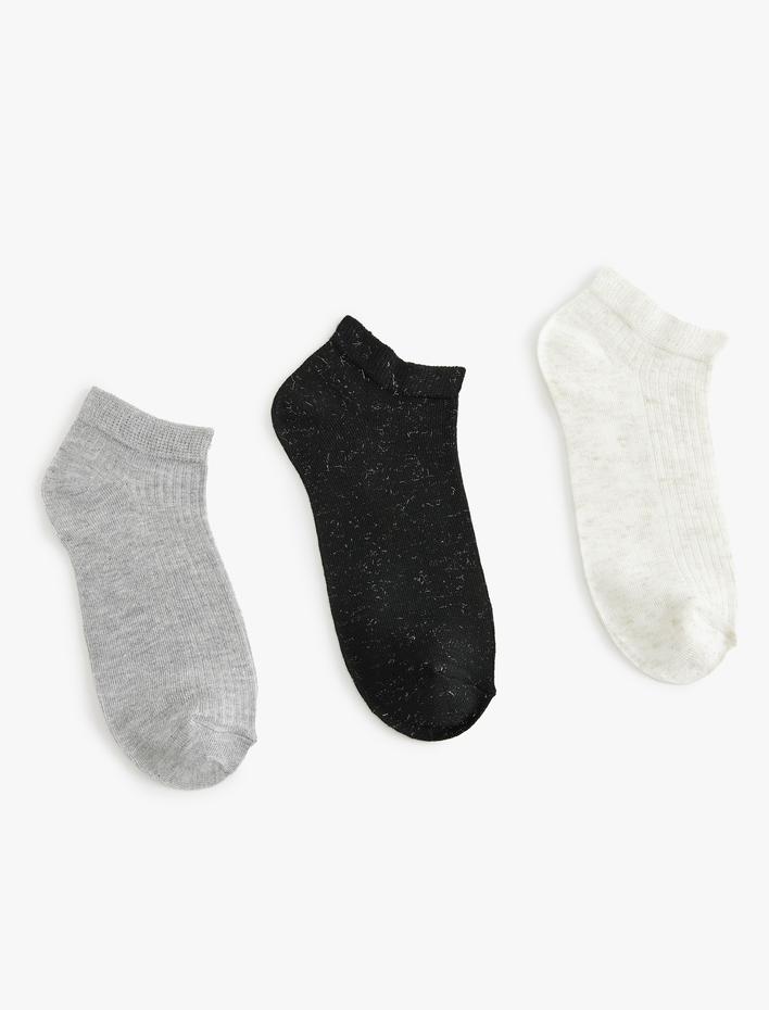 Kadın 3'lü Patik Çorap Seti Kırçıllı Çok Renkli