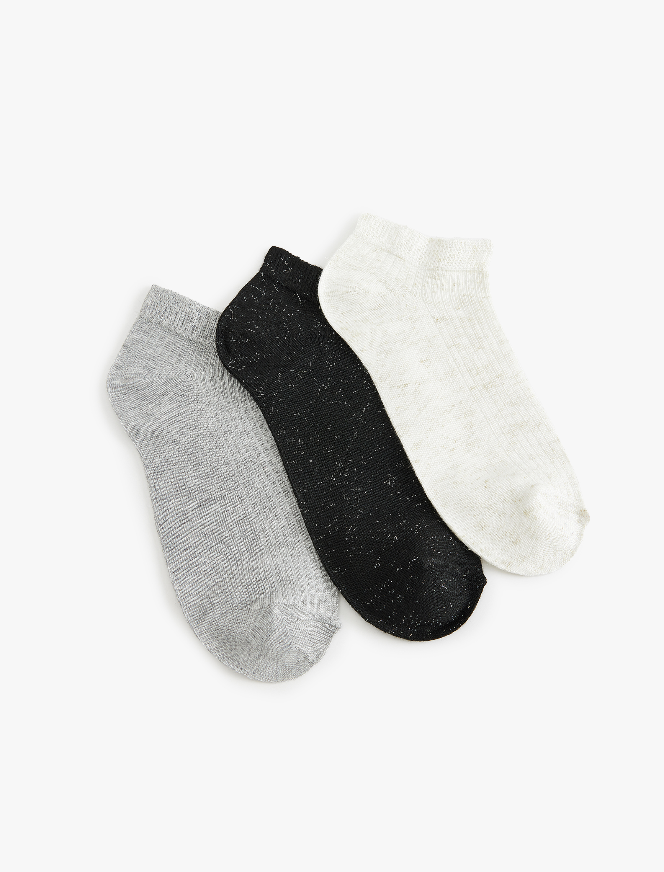  Kadın 3'lü Patik Çorap Seti Kırçıllı Çok Renkli