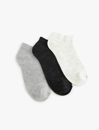 3'lü Patik Çorap Seti Kırçıllı Çok Renkli