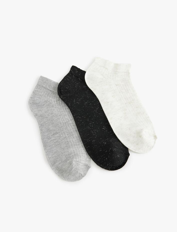 Kadın 3'lü Patik Çorap Seti Kırçıllı Çok Renkli