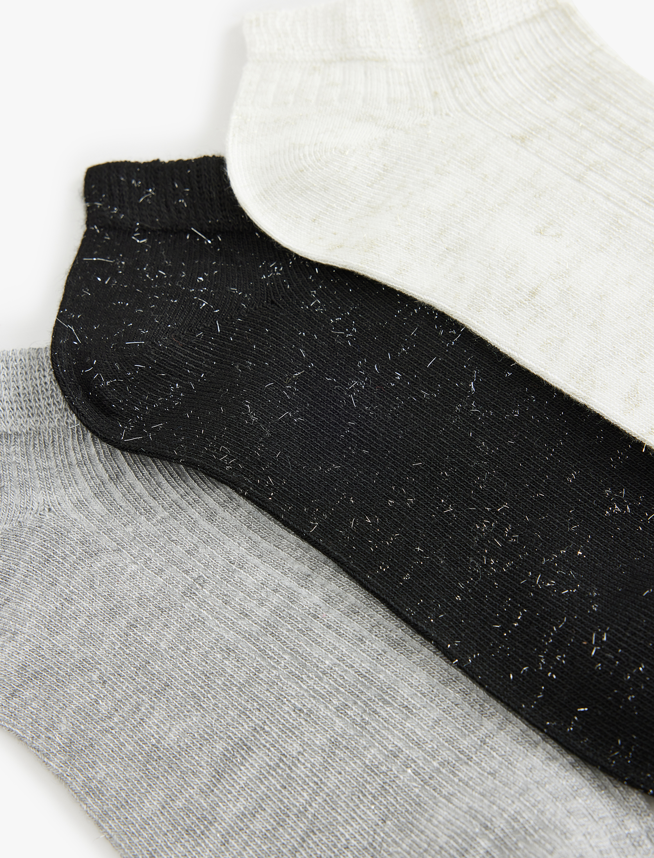  Kadın 3'lü Patik Çorap Seti Kırçıllı Çok Renkli