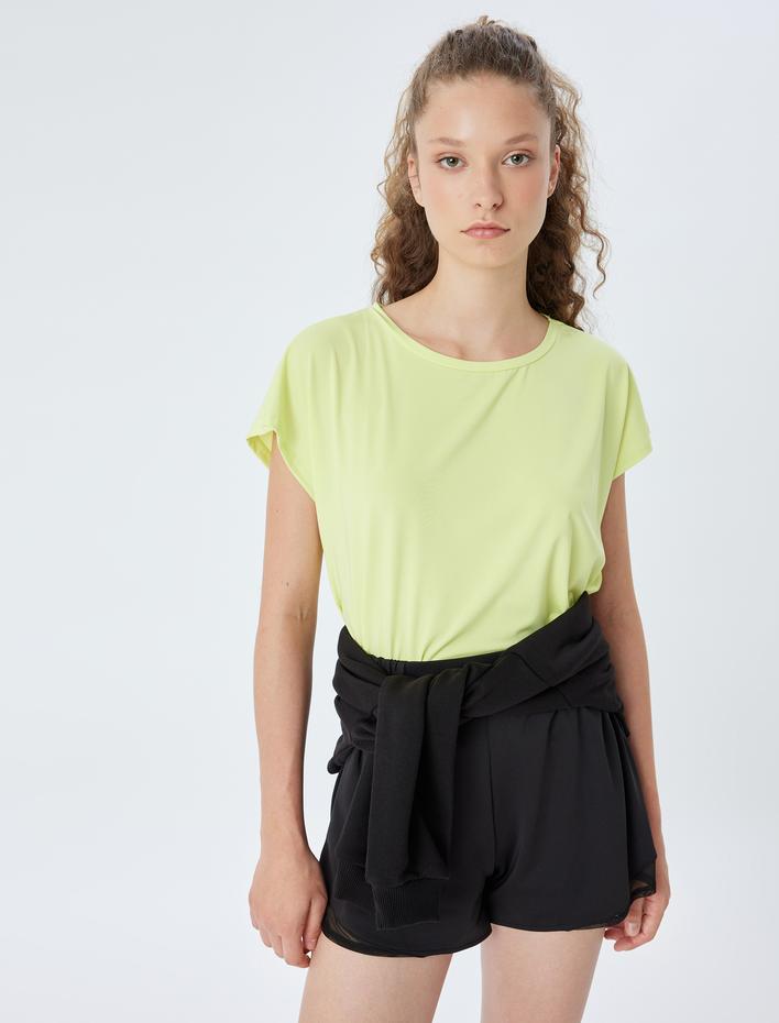  Oversize Basic Bisiklet Yaka Kısa Kollu Spor Tişört