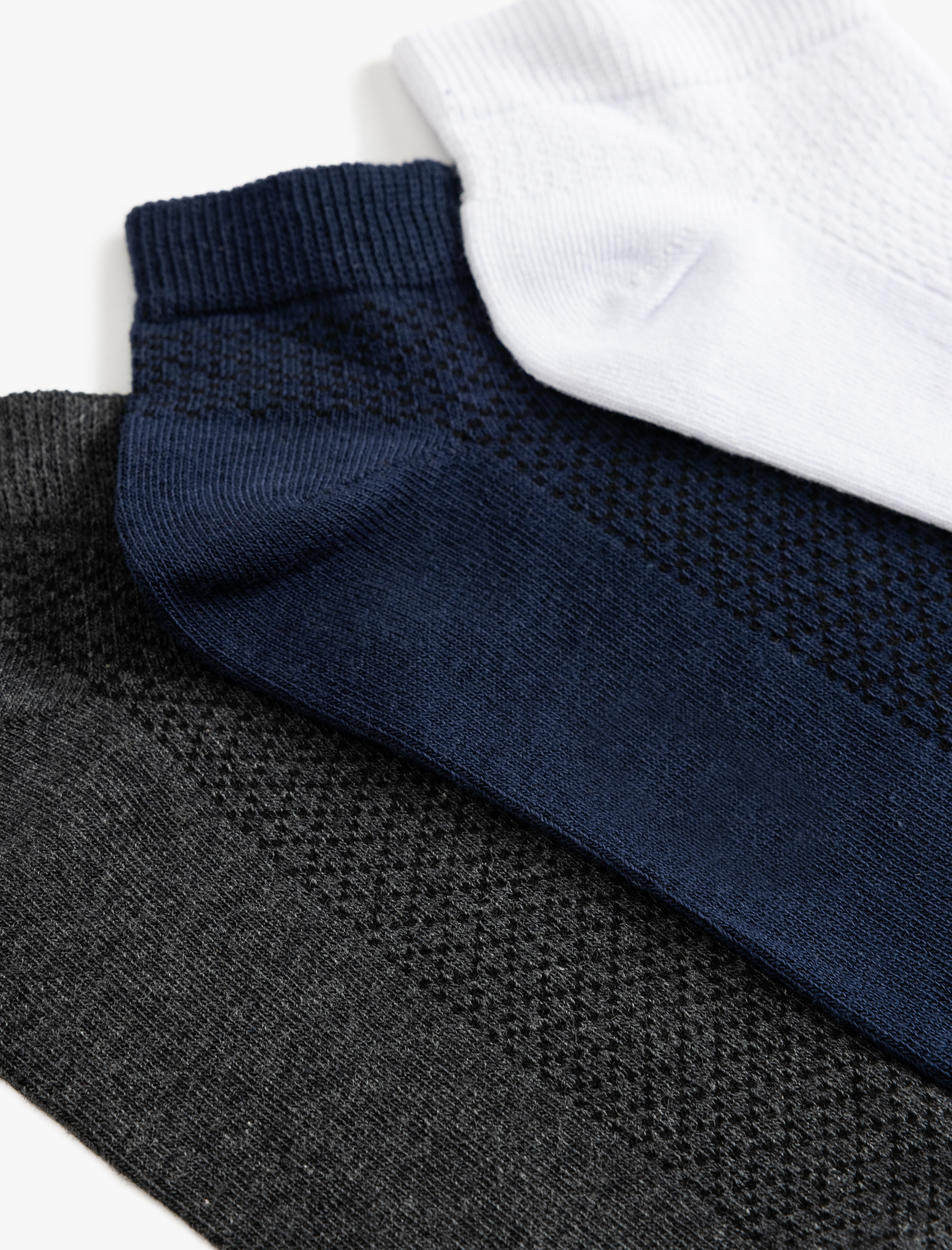 Erkek Patik Çorap Seti 3'lü Dokulu Pamuk Karışımlı