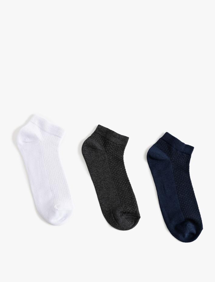 Erkek Patik Çorap Seti 3'lü Dokulu Pamuk Karışımlı