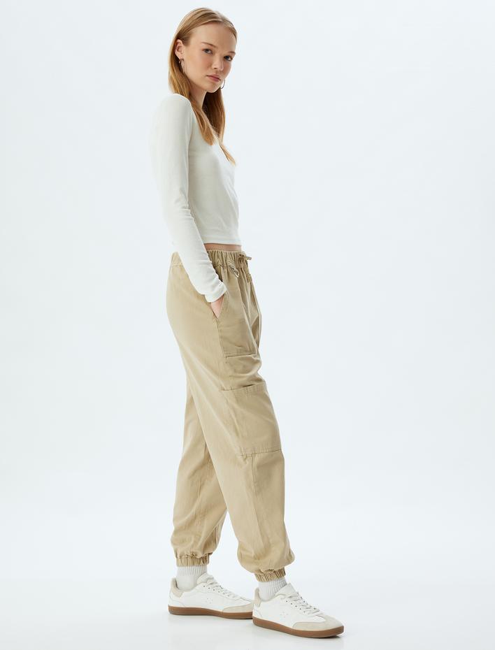  Jogger Pantolon Kargo Cepli Beli Bağcıklı Slim Fit