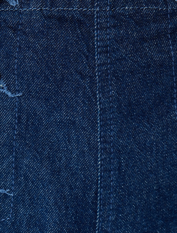 Yüksek Bel Geniş Paça Kot Pantolon Düğme Detaylı Culotte Jeans_5