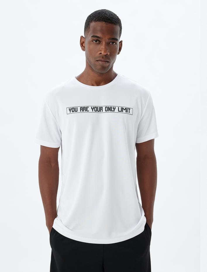  Spor Tişört Slogan Baskılı Bisiklet Yaka Kısa Kollu