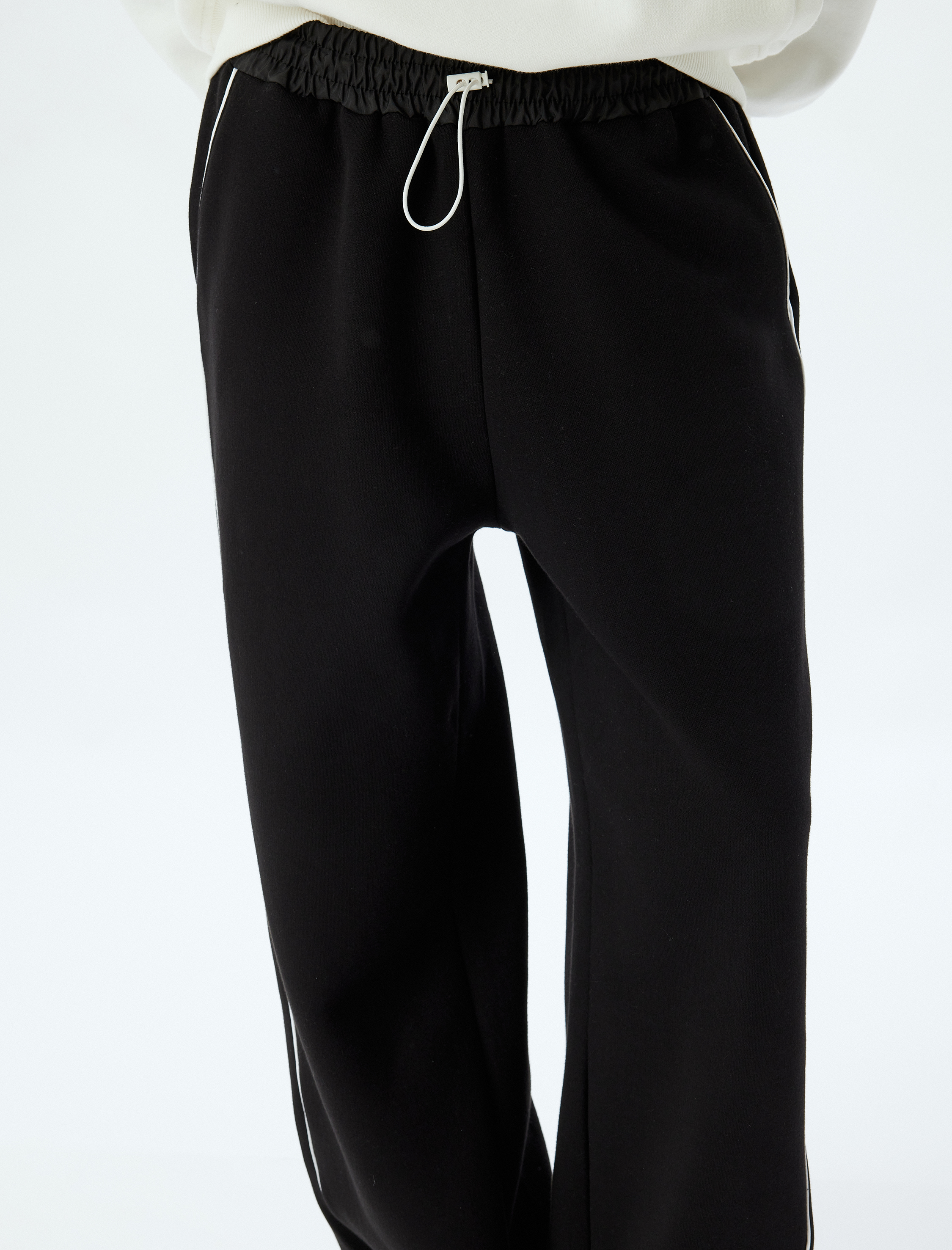   Şardonlu Oversize Eşofman Altı Bol Paça Beli Lastikli Biyeli Cepli