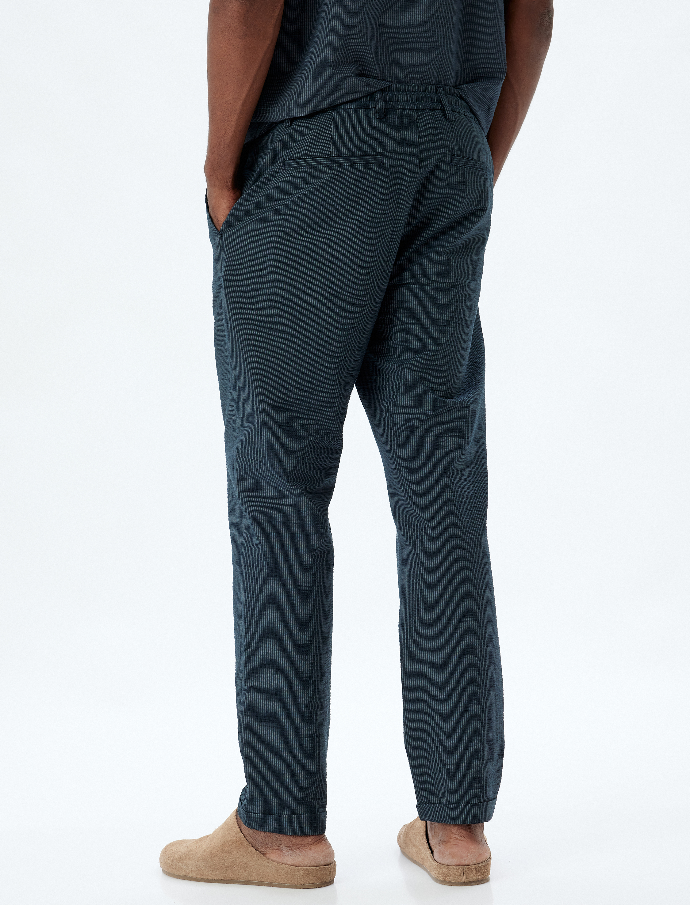   Chino Pantolon Cep Detaylı Beli Bağcıklı Pamuklu