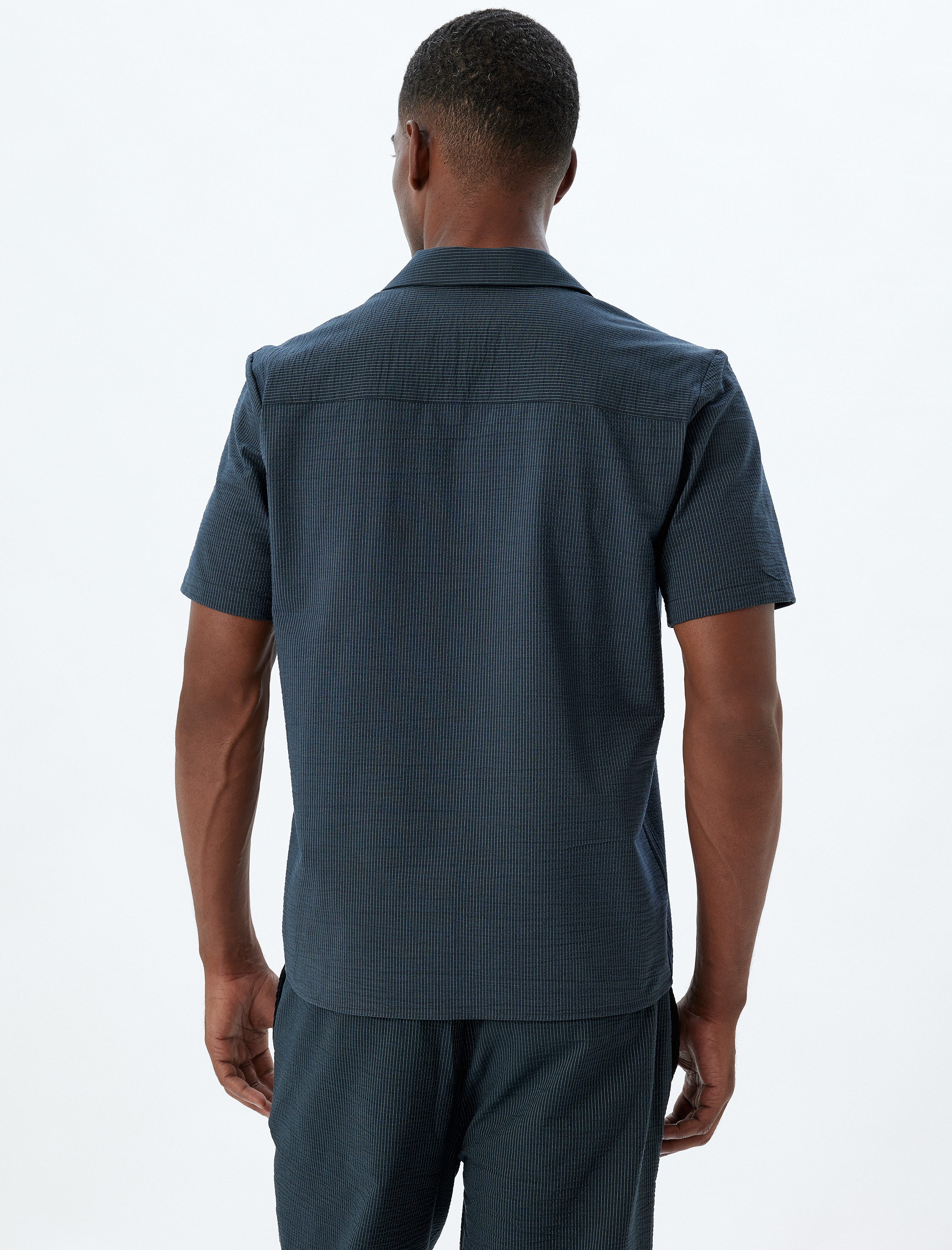   Kısa Kollu Gömlek Basic Dokulu Pamuklu Regular Fit