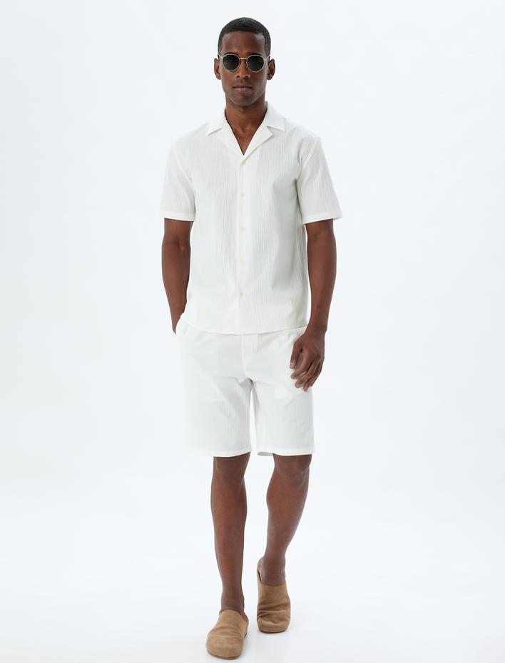  Kısa Kollu Gömlek Basic Dokulu Pamuklu Regular Fit