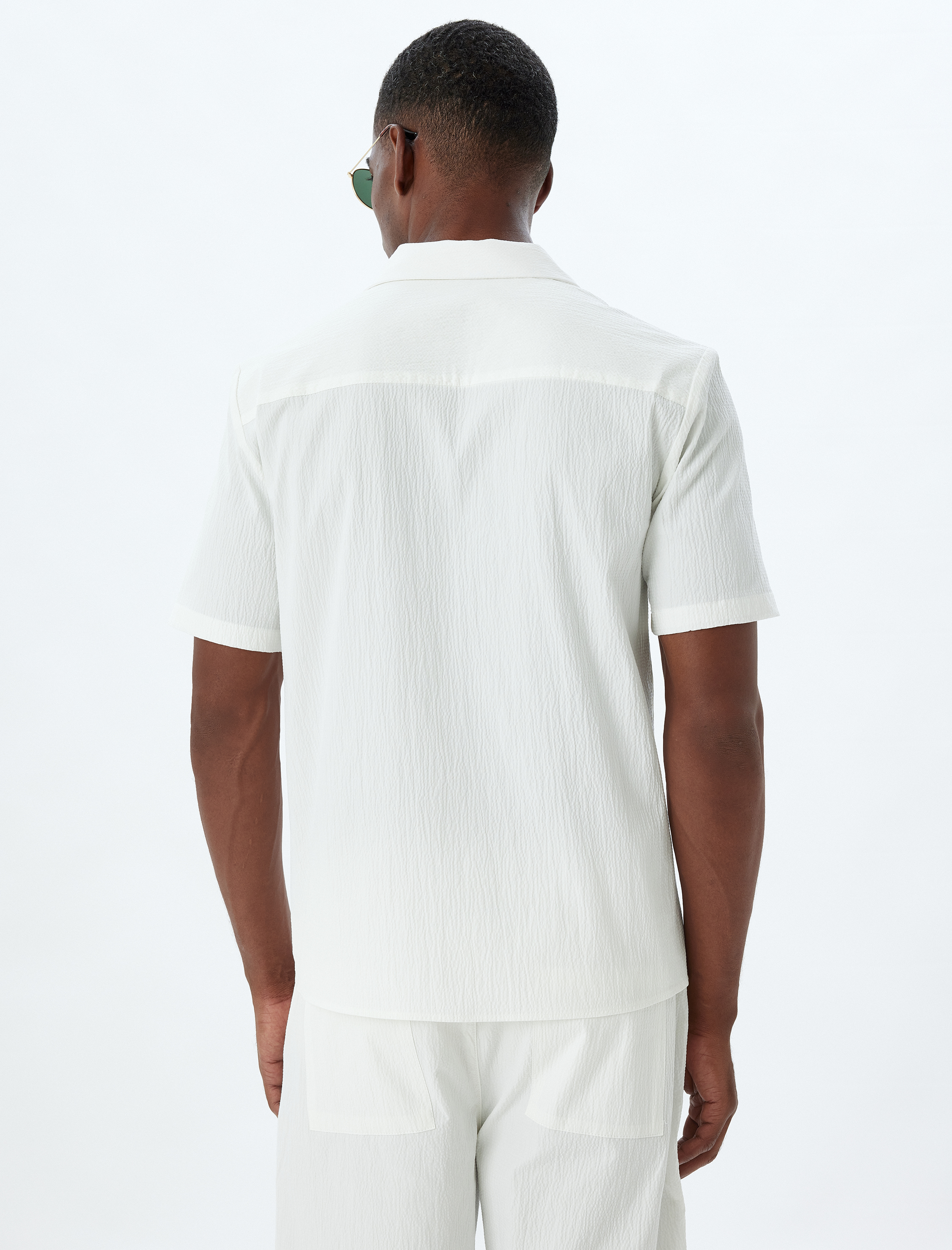   Kısa Kollu Gömlek Basic Dokulu Pamuklu Regular Fit