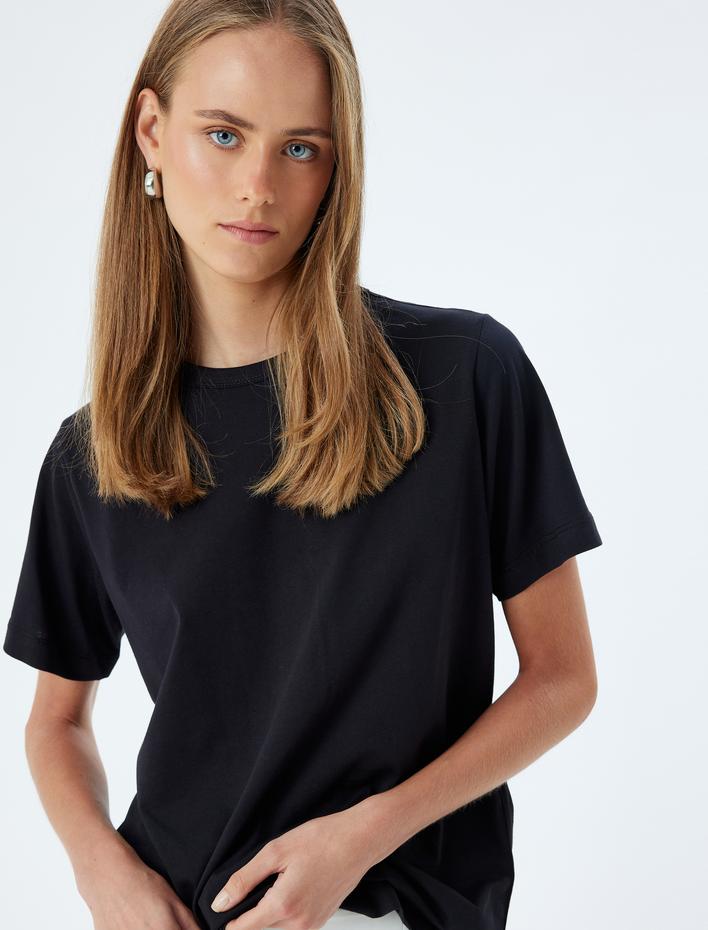  Bisiklet Yaka Kısa Kollu Pamuklu Basic Tişört