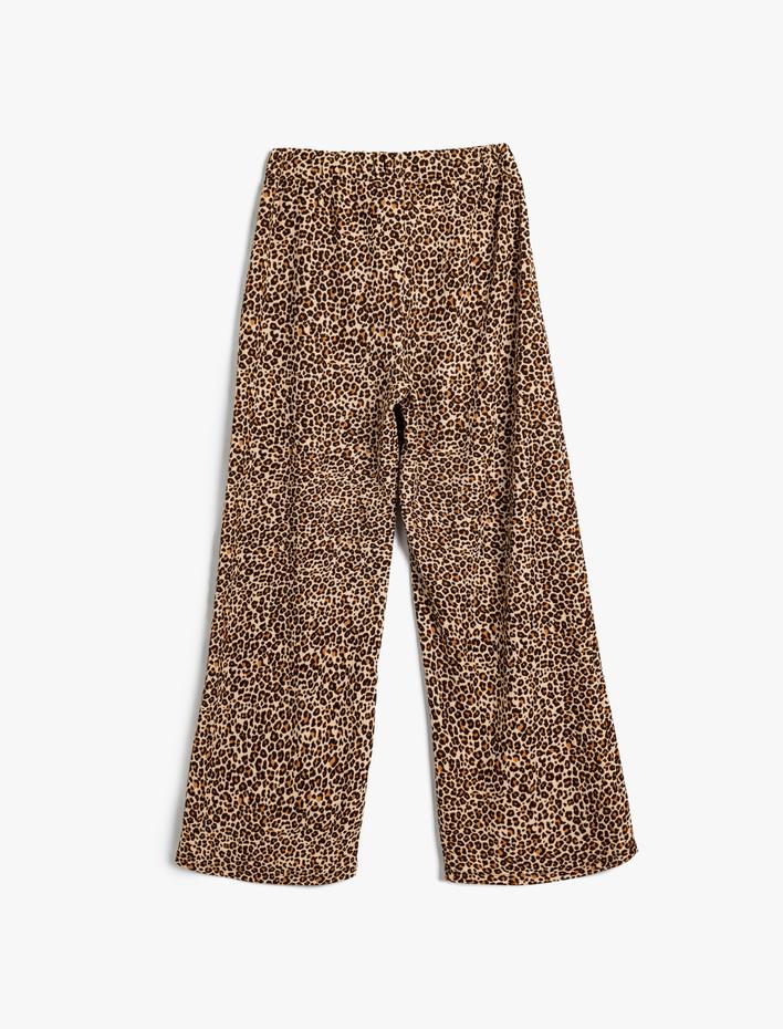 Kız Çocuk Pantolon Leopar Desenli Beli Lastikli