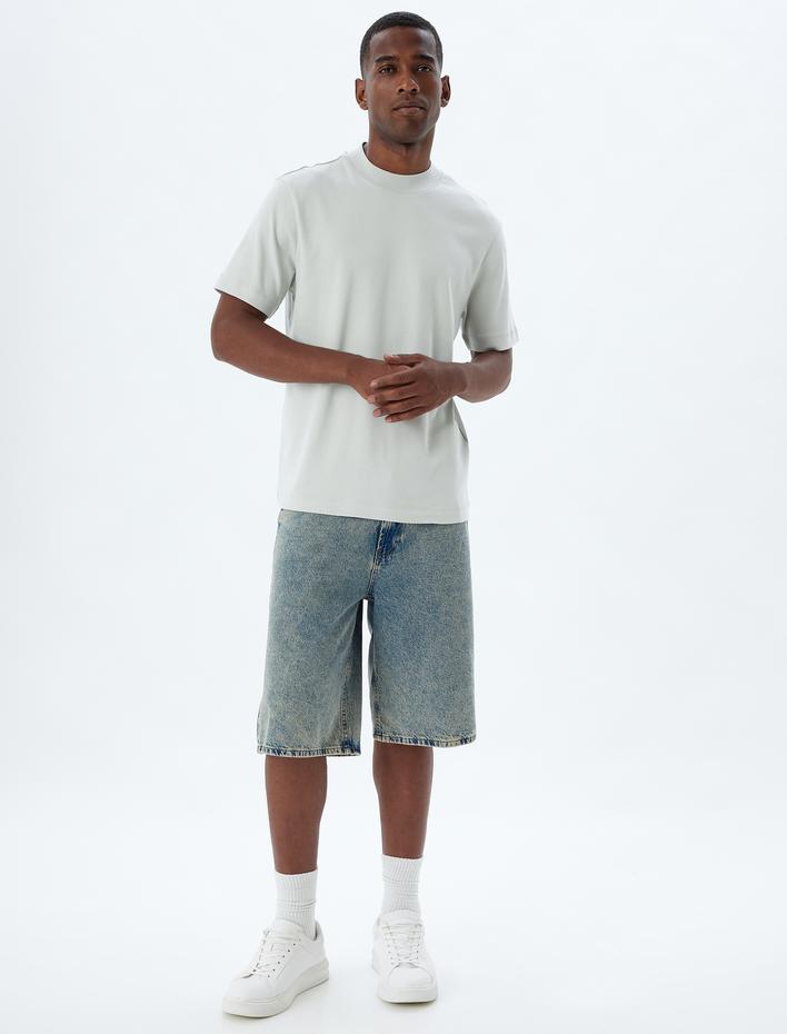  Basic Tişört Balıkçı Yaka Kısa Kollu Pamuklu