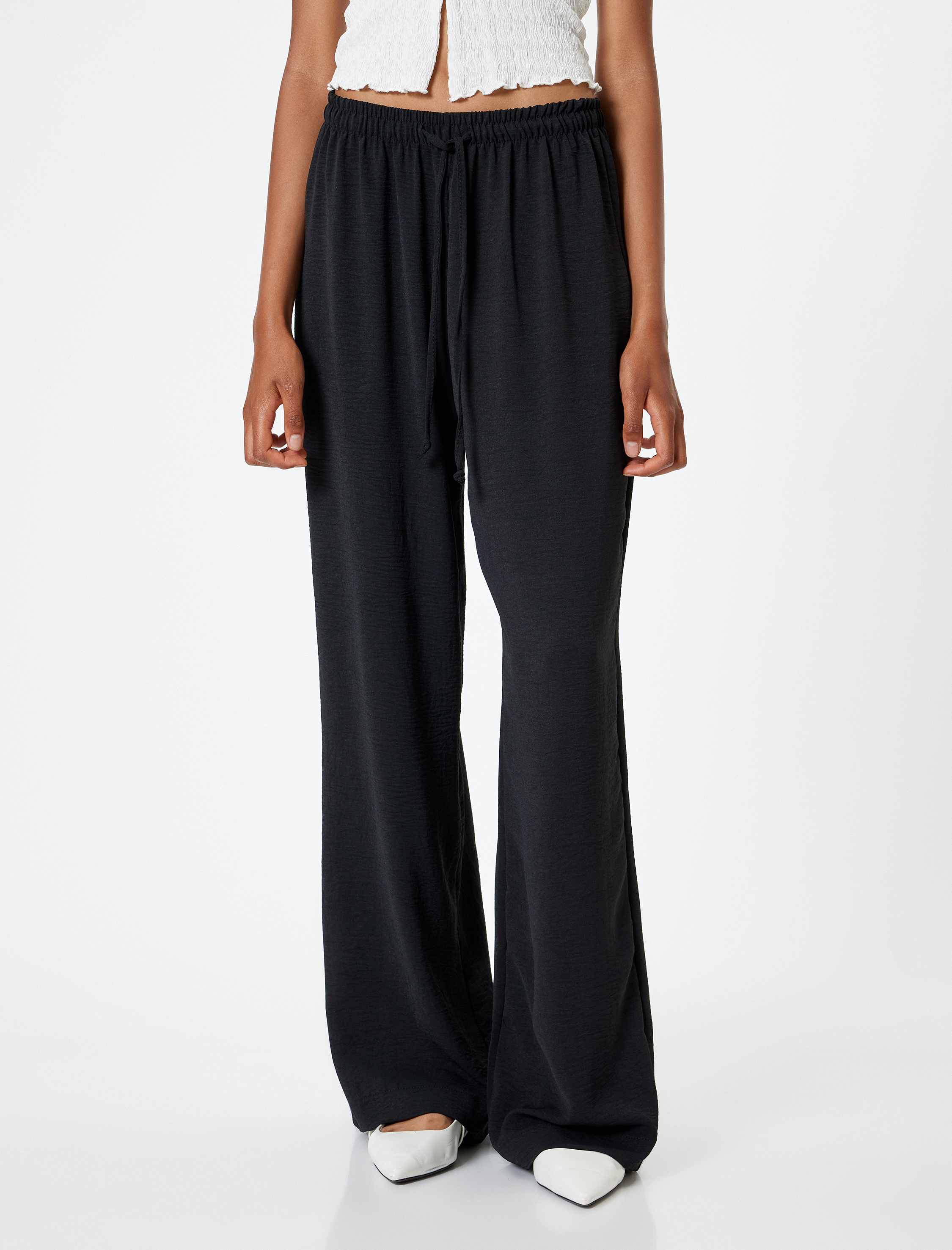   Beli Bağcıklı Pantolon Standart Bel Düz Paça