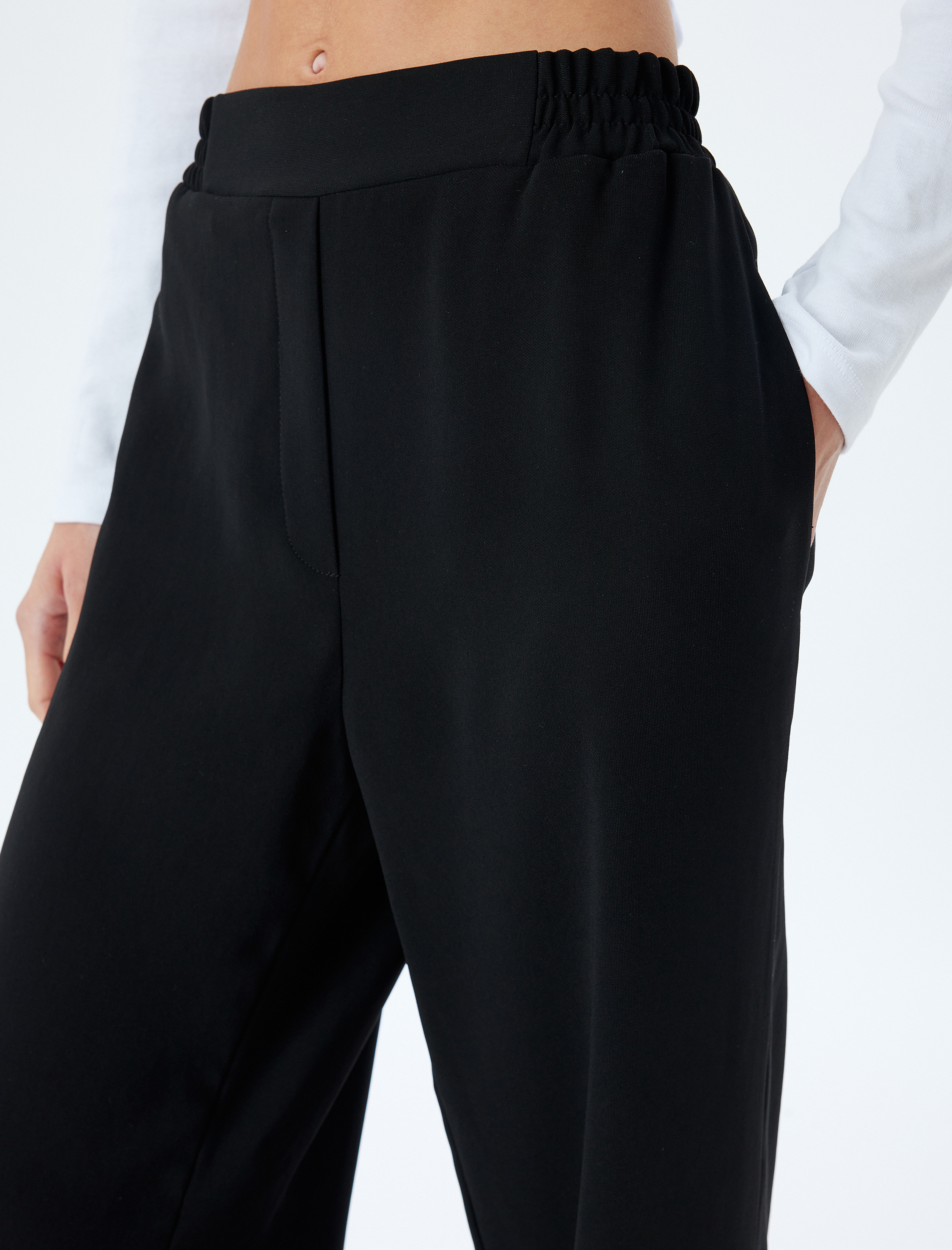 Bol Paça Pantolon Beli Lastikli Cepli Standart Bel