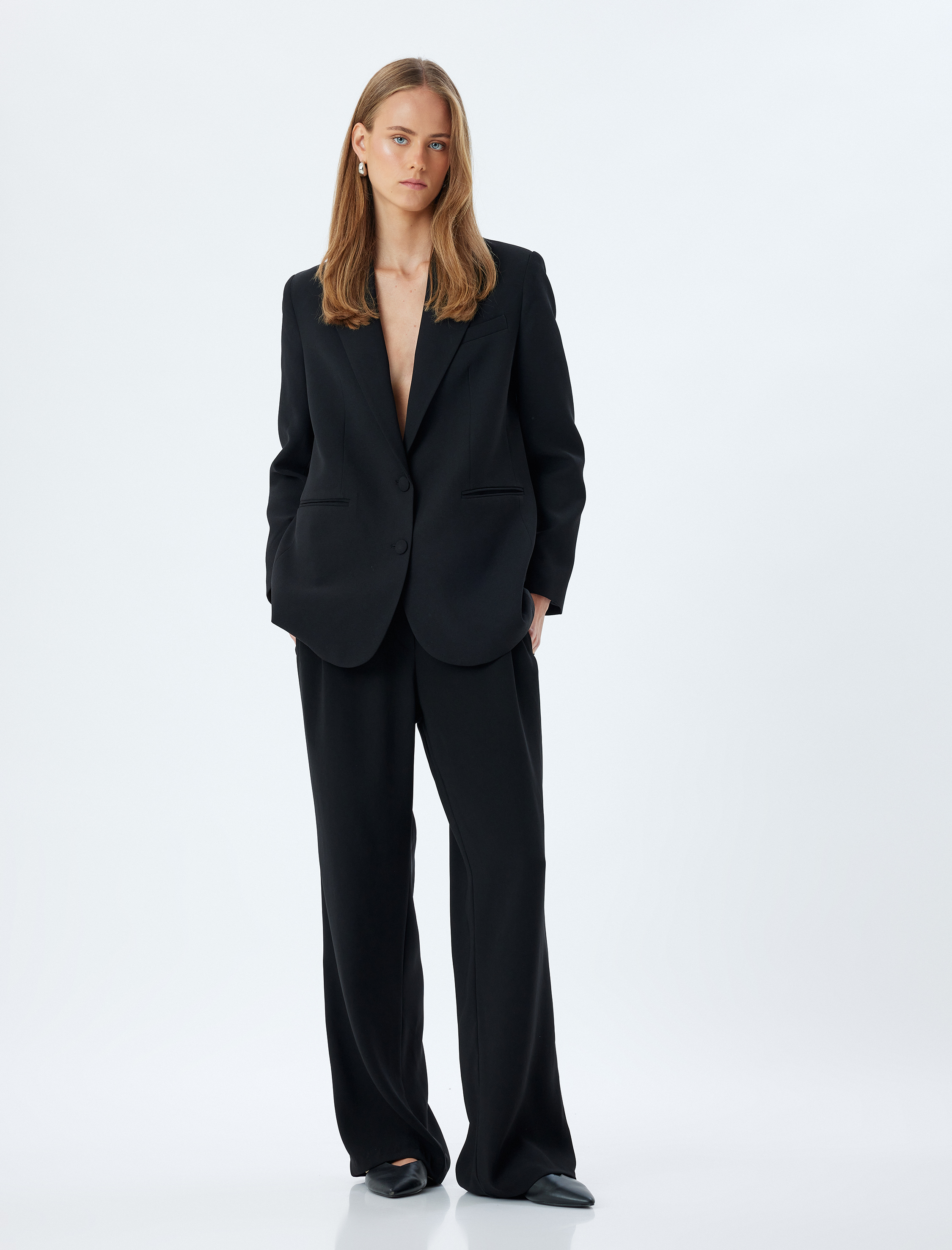 Bol Paça Pantolon Beli Lastikli Cepli Standart Bel