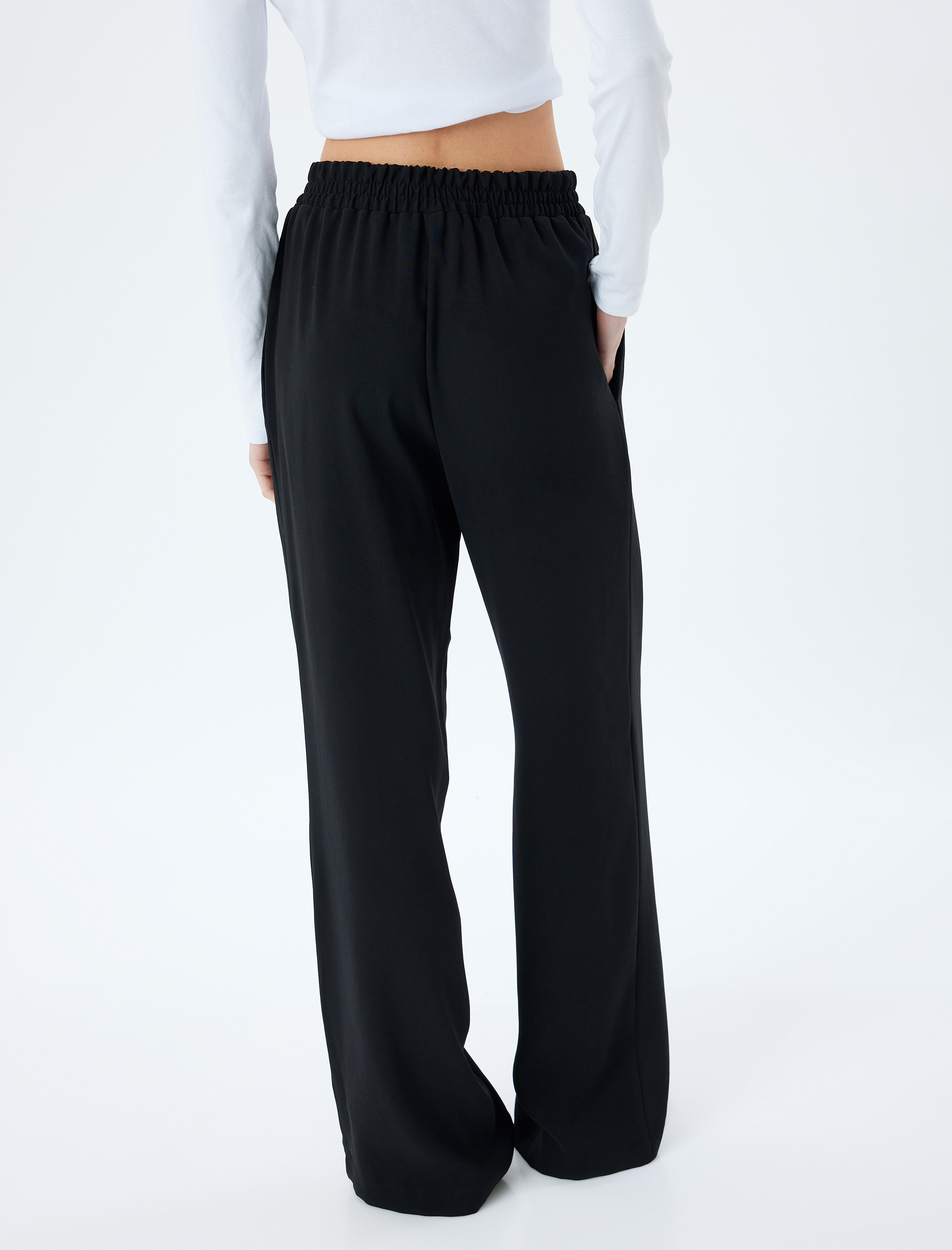 Bol Paça Pantolon Beli Lastikli Cepli Standart Bel