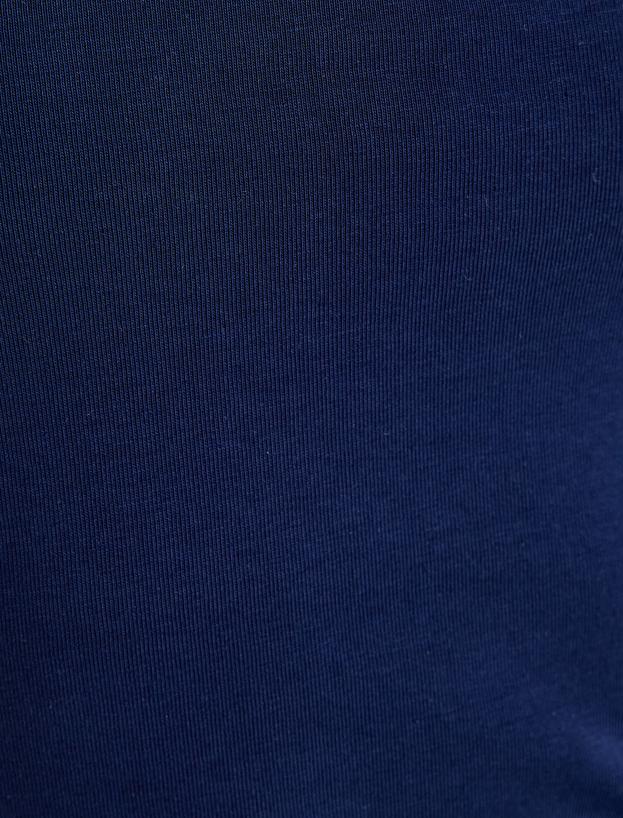 Straplez Crop Üst Yanları Şerit Detaylı Pamuklu Slim Fit_5