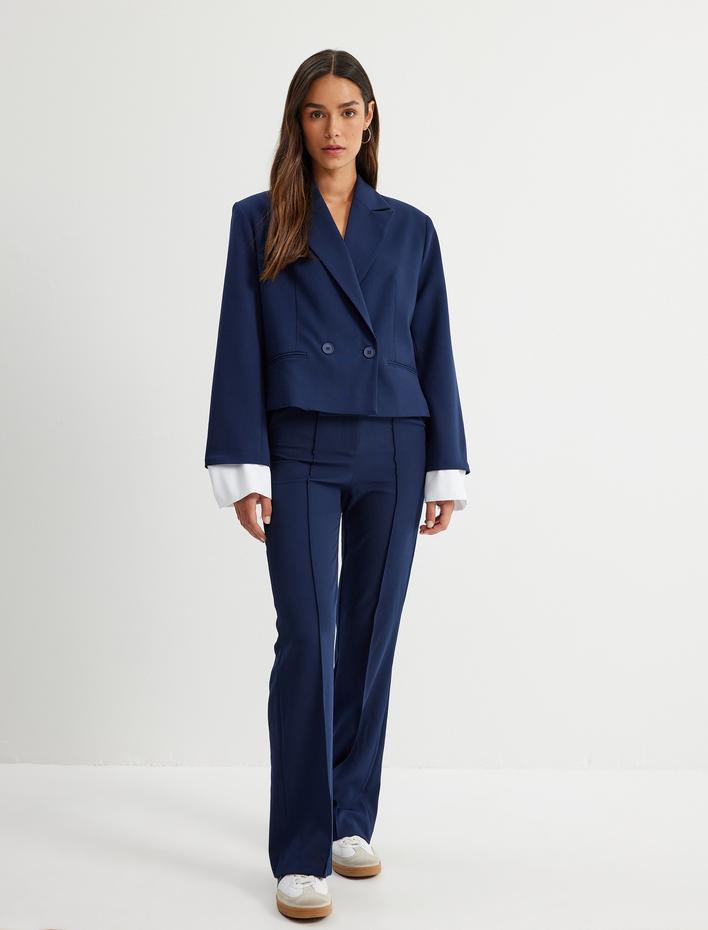  Regular Fit Nervürlü Düz Paça Kumaş Pantolon