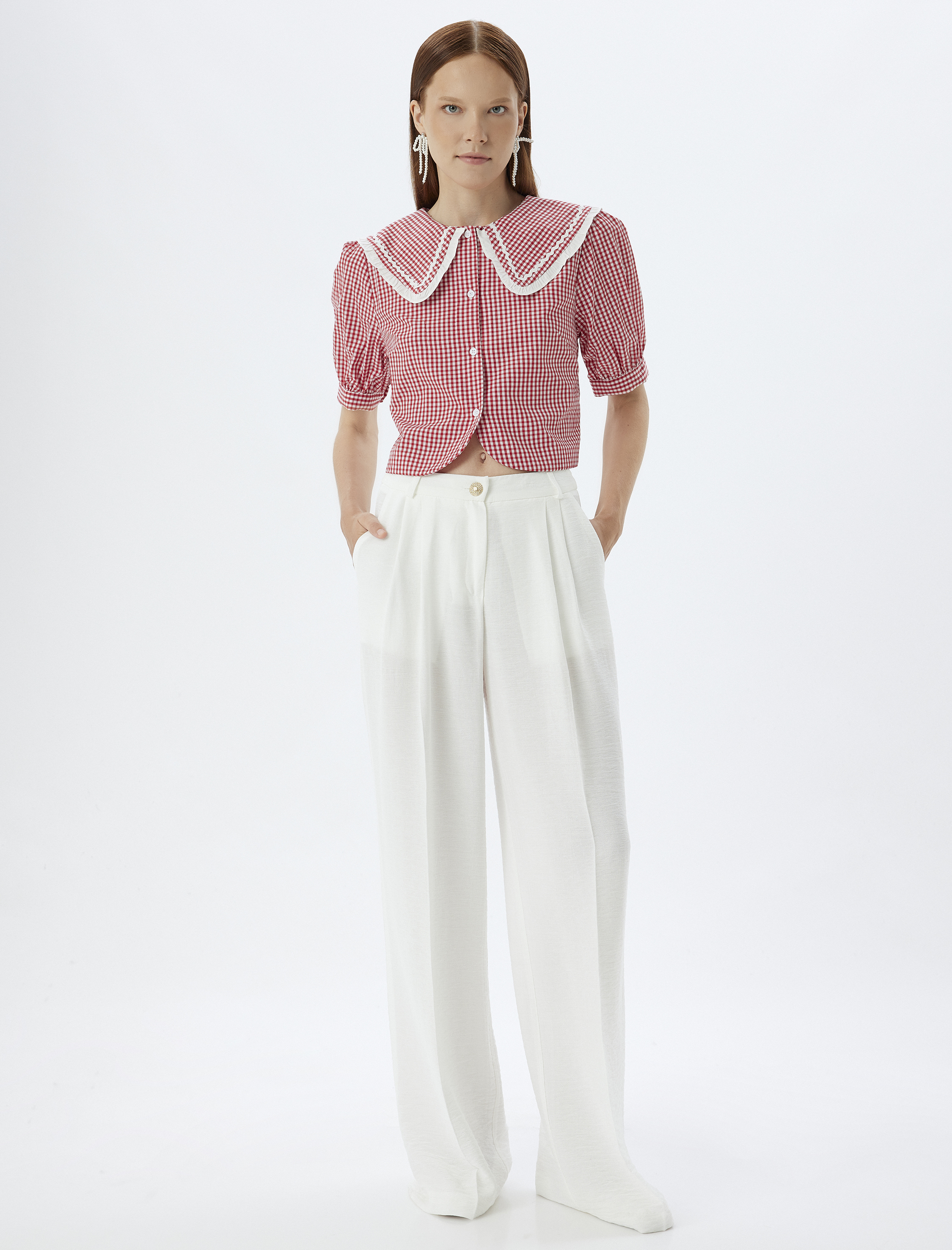   Viskon Palazzo Pantolon Pile Detaylı Cepli