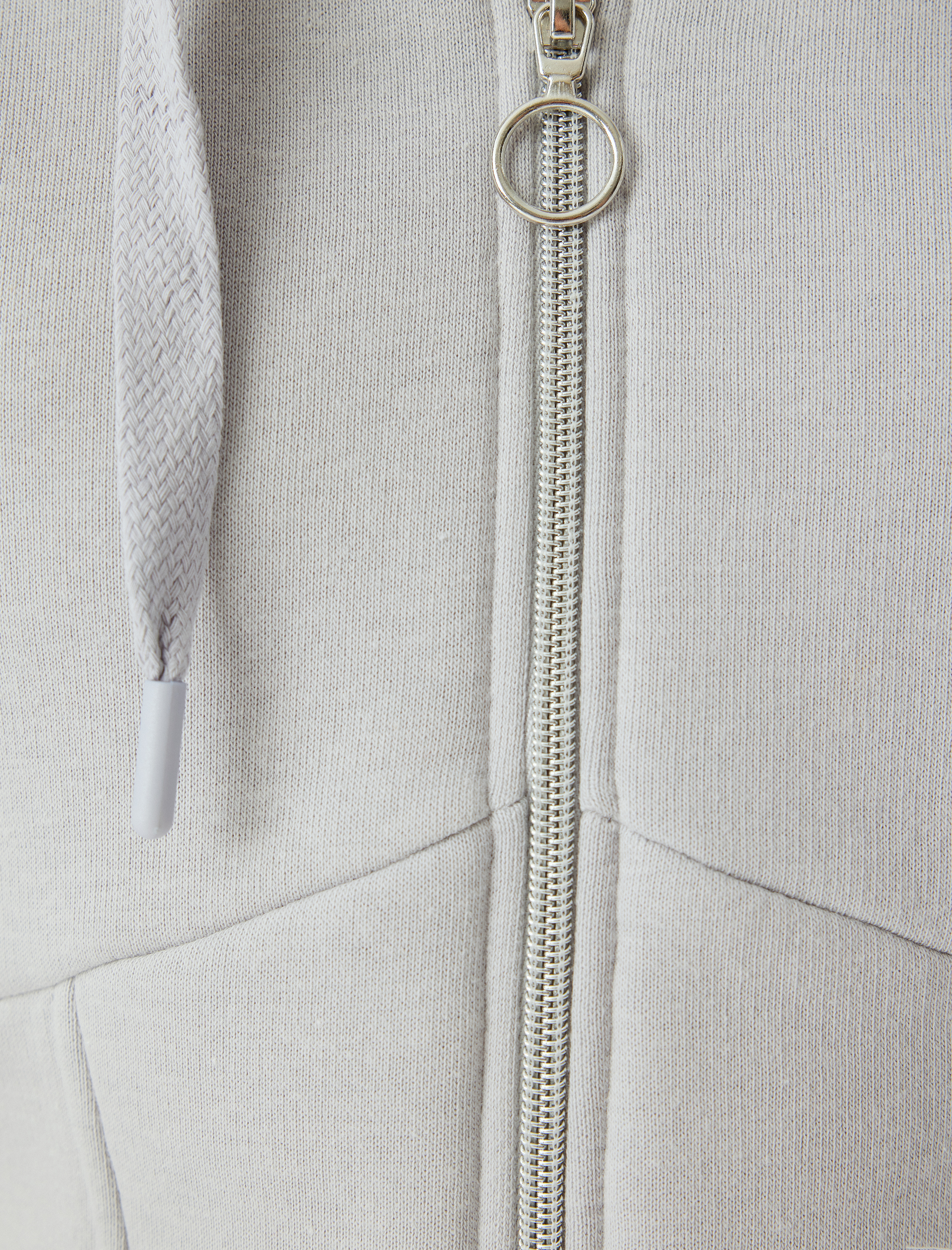   Şardonlu Crop Sweatshirt Fermuarlı Korse Görünümlü Kapüşonlu