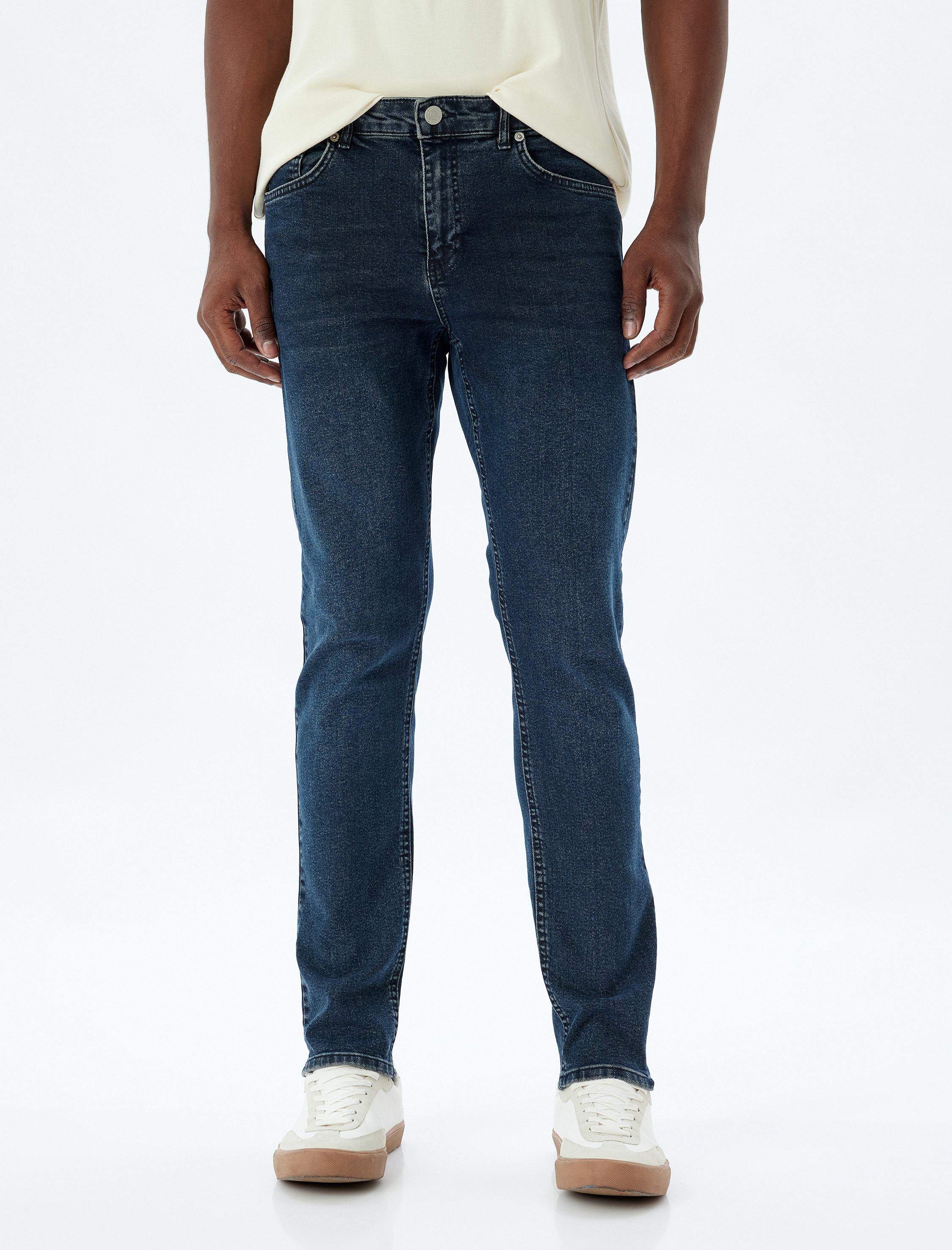   Normal Bel Düğmeli Slim Fit Kot Pantolon - Brad Jean