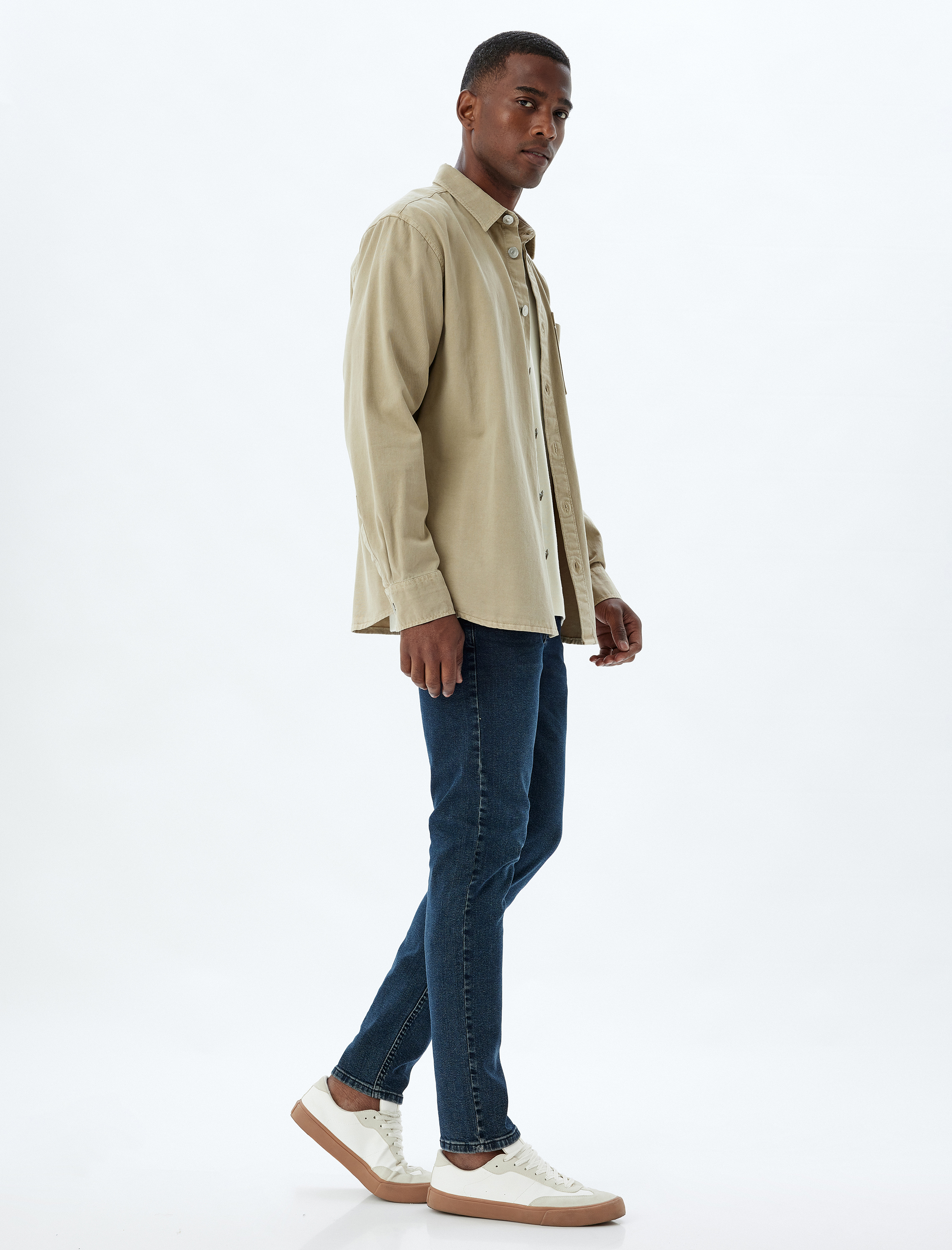   Normal Bel Düğmeli Slim Fit Kot Pantolon - Brad Jean