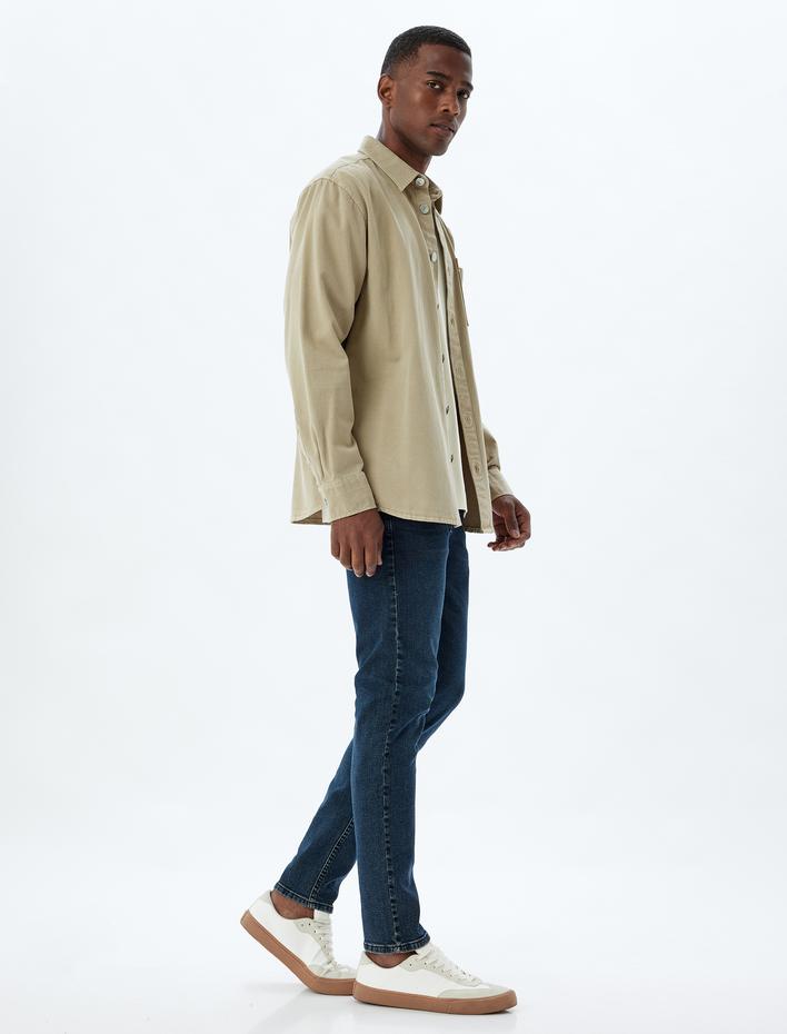  Normal Bel Düğmeli Slim Fit Kot Pantolon - Brad Jean
