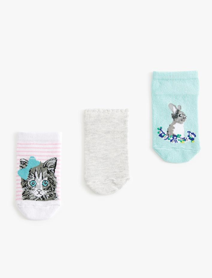 Kız Çocuk 3'lü Desenli Çorap