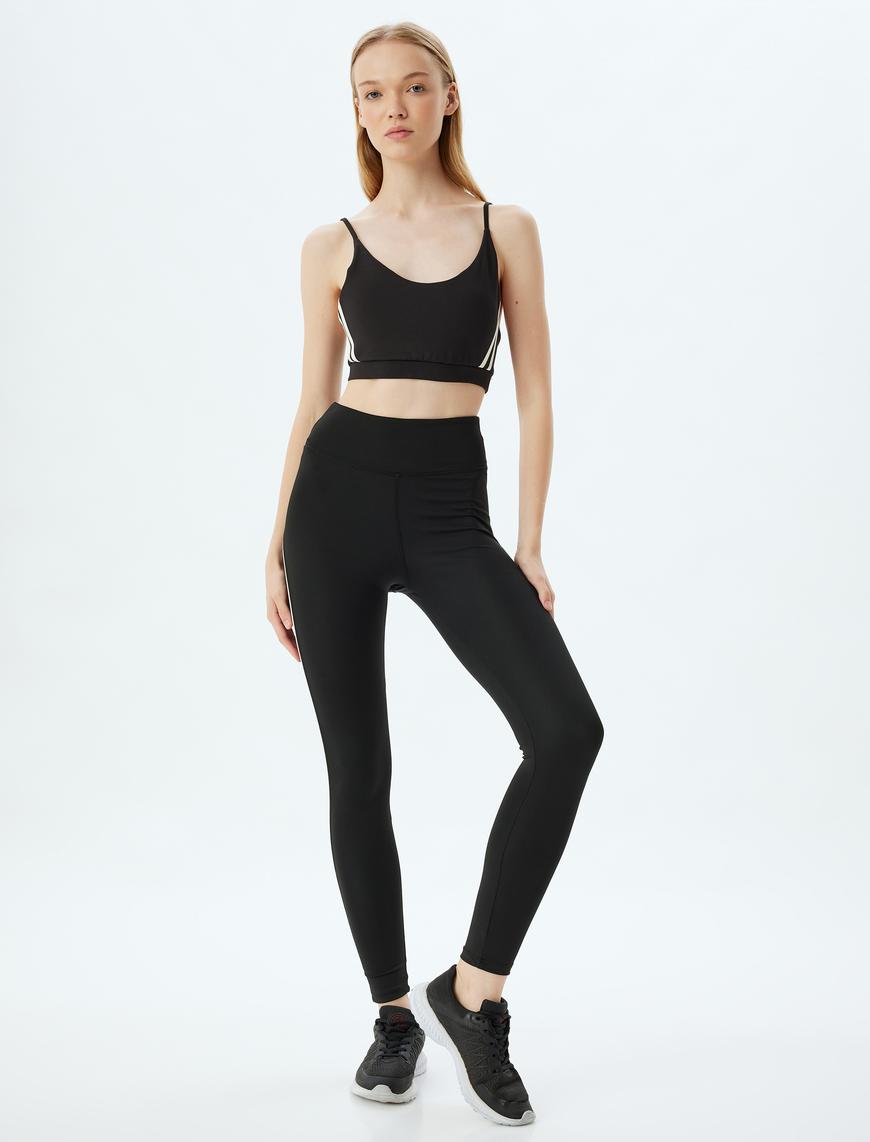   Spor Tayt Şerit Baskılı Normal Bel Skinny Fit İnterlok