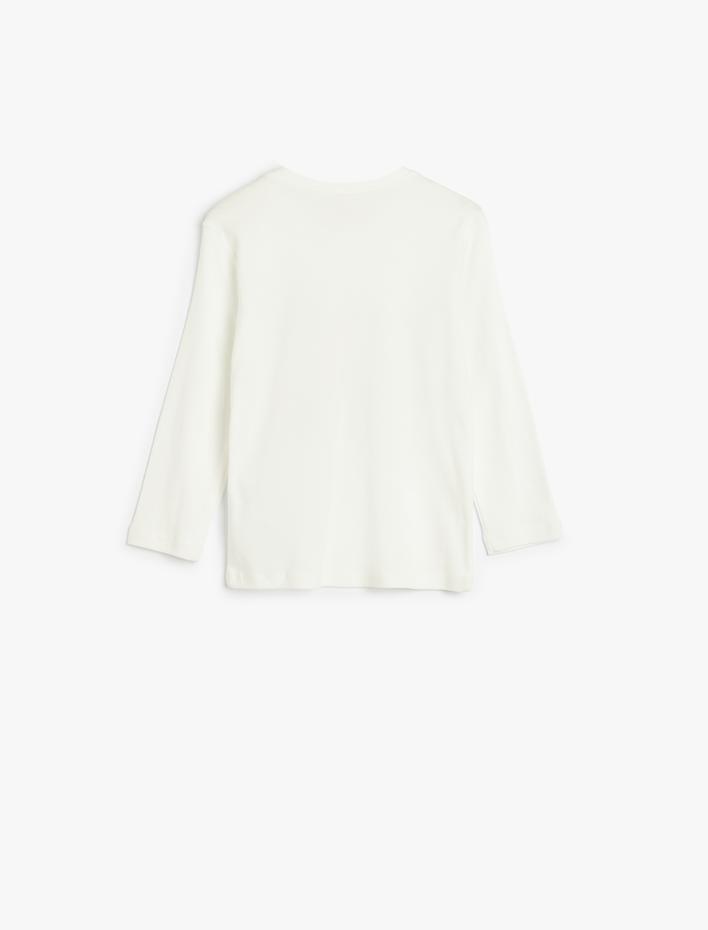 Erkek Bebek Tişört Uzun Kollu Bisiklet Yaka Araba Baskı Detaylı Pamuklu