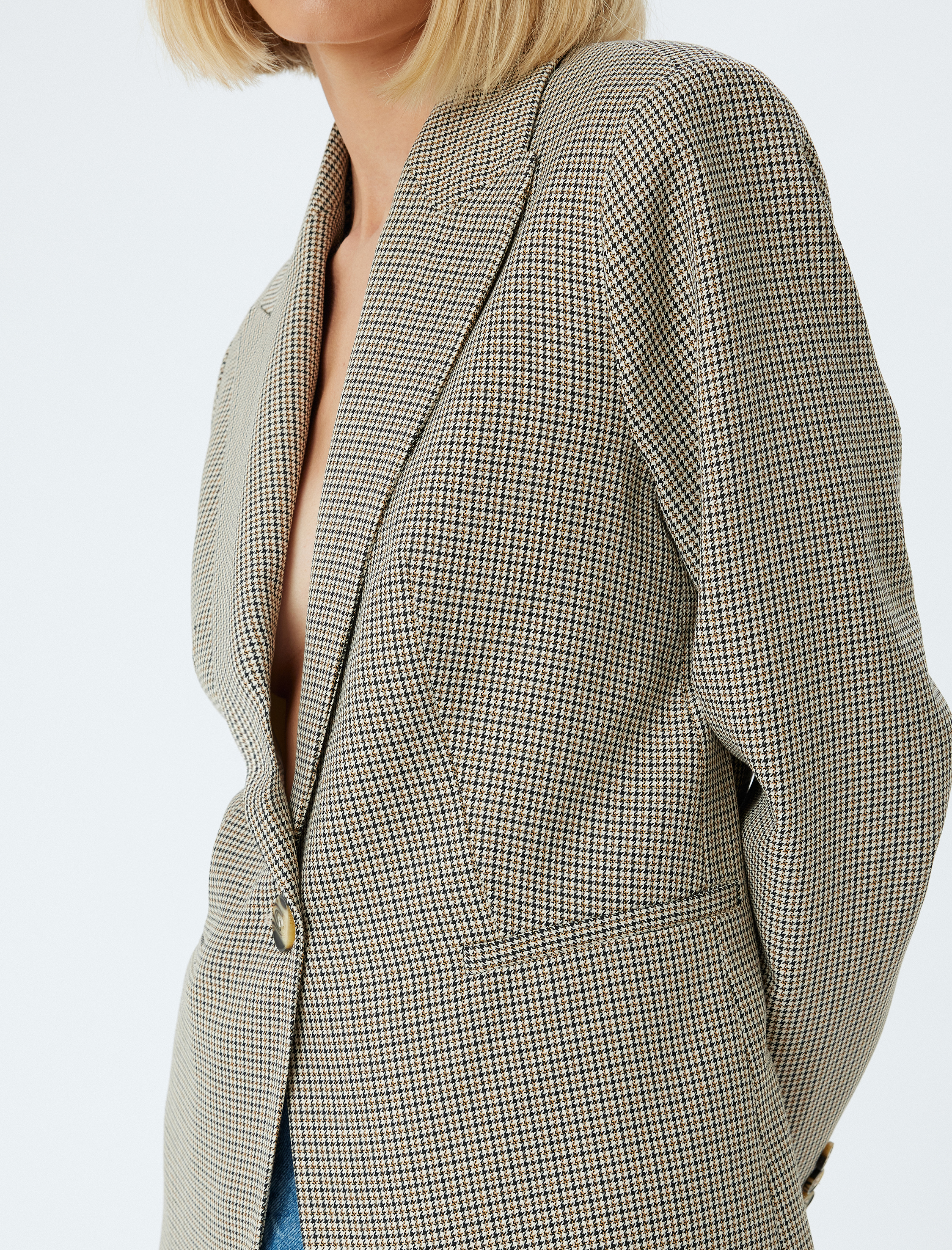   Cepli Kruvaze Uzun Blazer Ceket