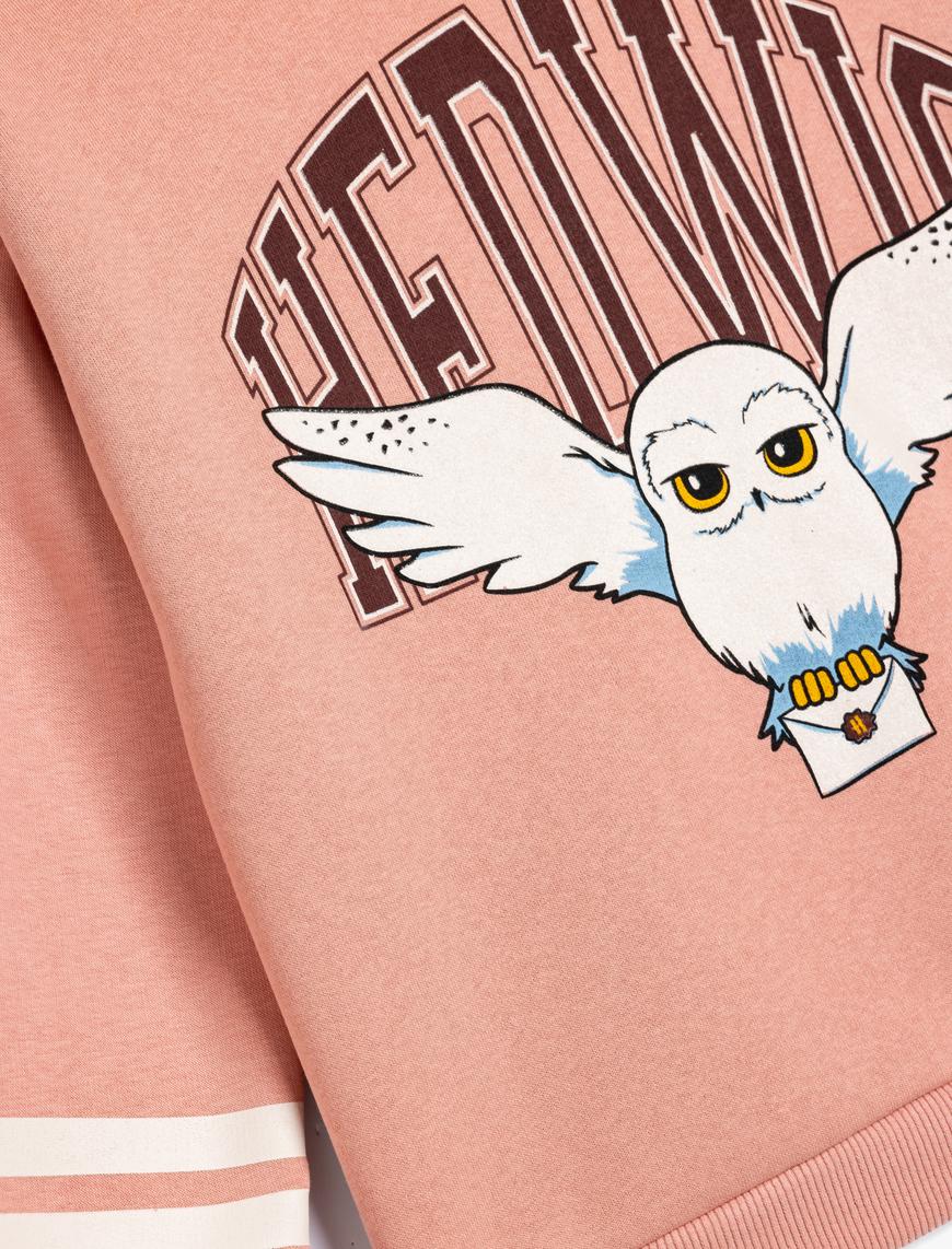  Kız Çocuk Sweatshirt Oversize Kapşonlu Harry Potter Baskılı Lisanslı Uzun Kollu