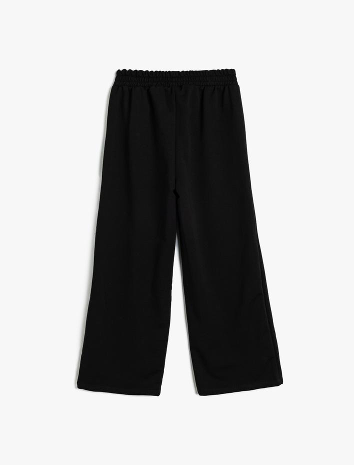 Kız Çocuk Basic Bol Paça Pantolon Pamuklu Beli Lastikli