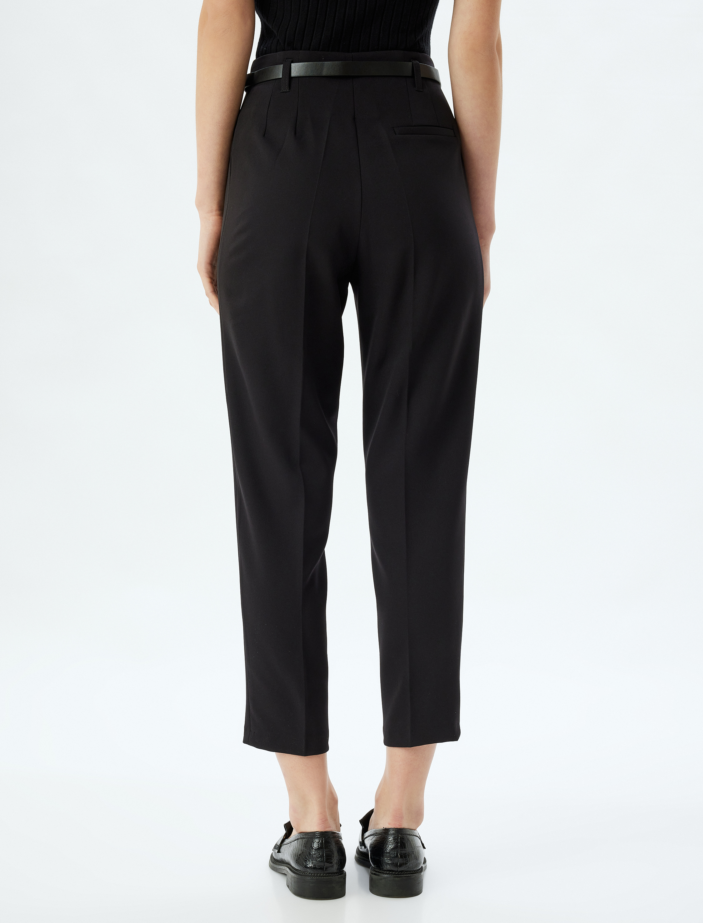 Yüksek Bel Cigarette Pantolon Kemerli Slim Fit