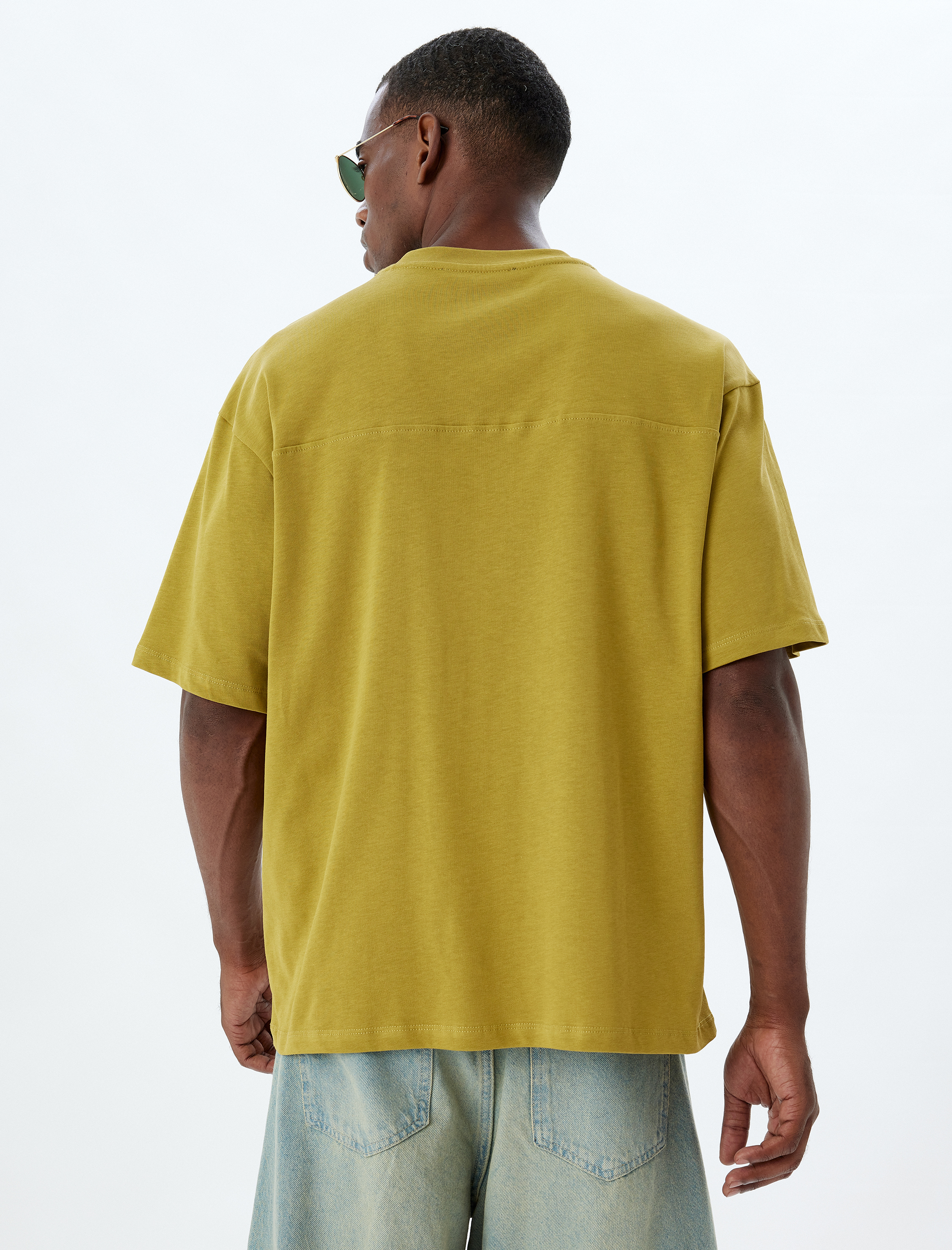   Slogan Baskılı Pamuklu Bisiklet Yaka Kısa Kollu Oversize Tişört