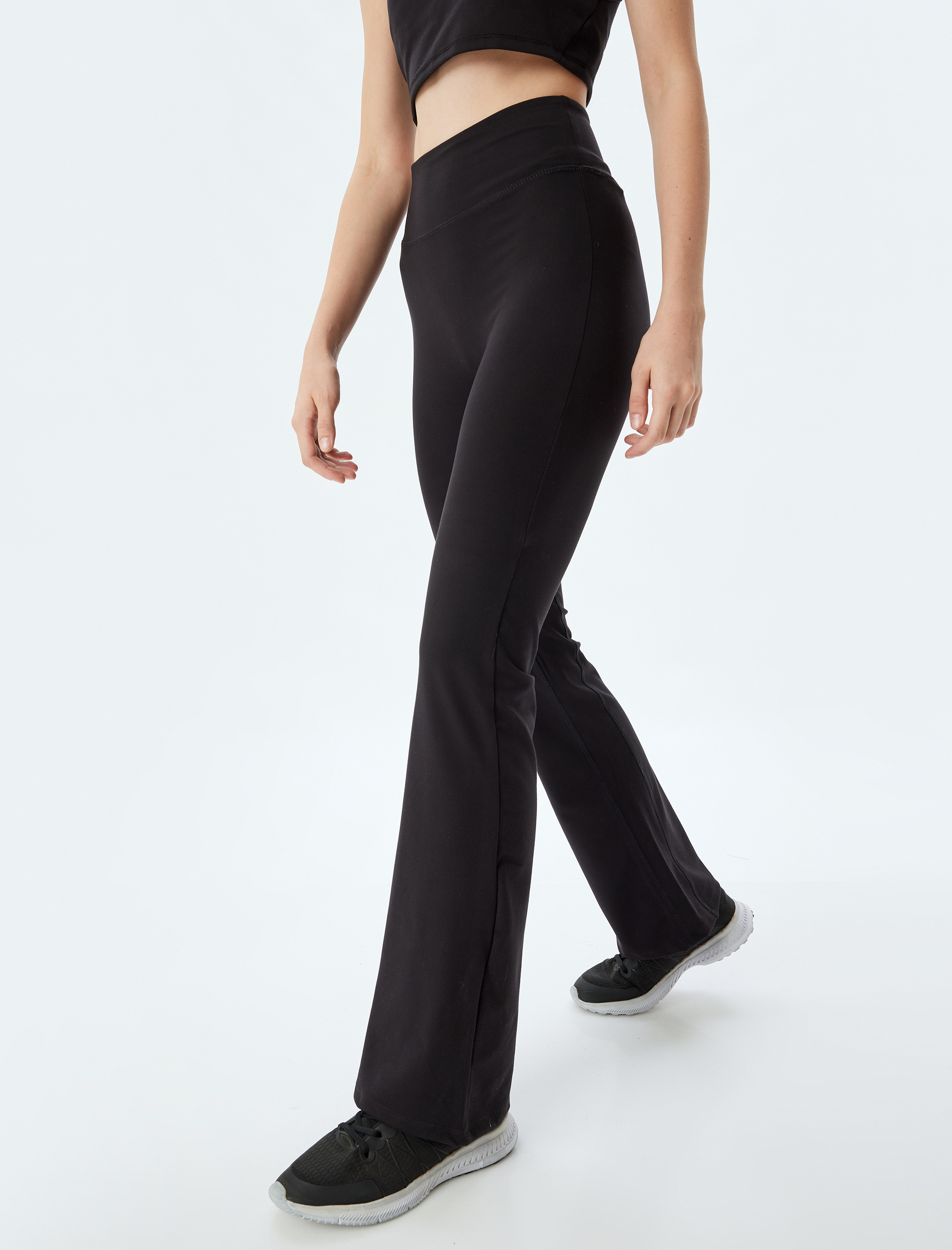   İspanyol Paça Tayt Pantolon Yumuşak Tuşe Spor Yüksek Bel İnterlok