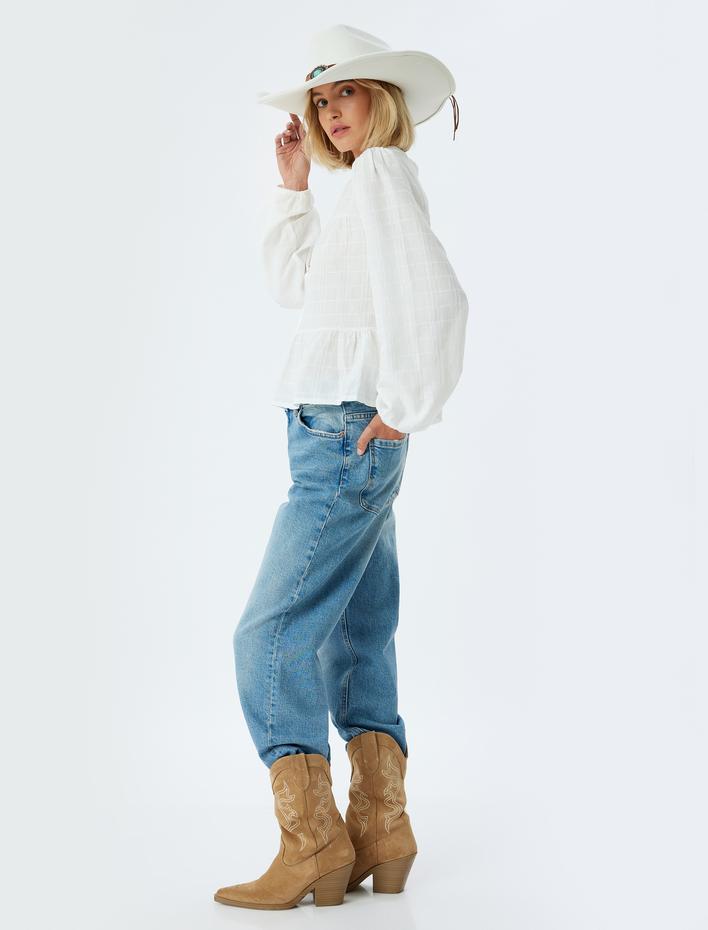  Düz Uzun Paça Normal Bel Kot Pantolon - Longer Straight Fit Jean