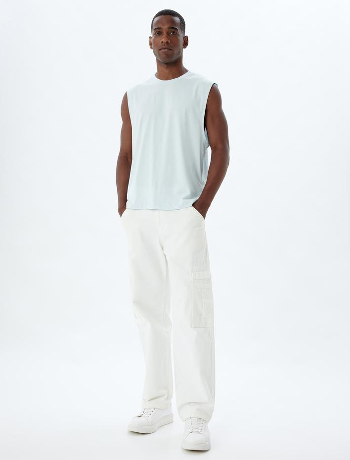  Basic Kolsuz Tişört Bisiklet Yaka Pamuklu